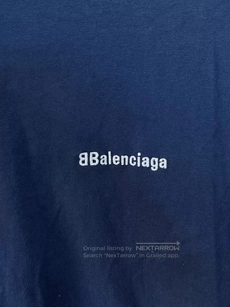 Balenciaga Balenciaga Dark Blue Double B Embroidery Logo Short Sleeve Size US L / EU 52-54 / 3 - 6 Thumbnail