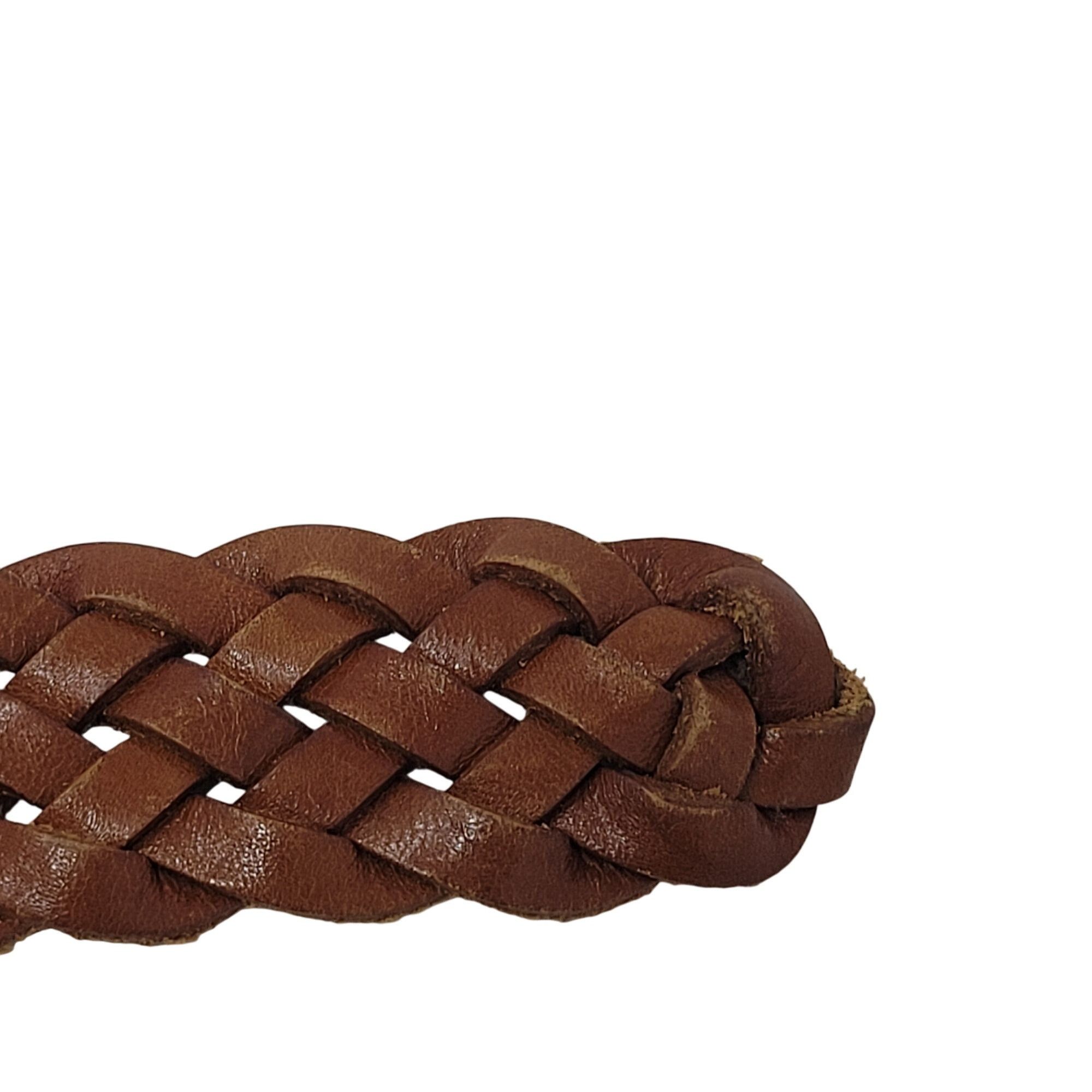 Liz Claiborne Vtg Western Boho Camel Brown Braided Weaved Genuine Leather Size ONE SIZE - 4 Thumbnail