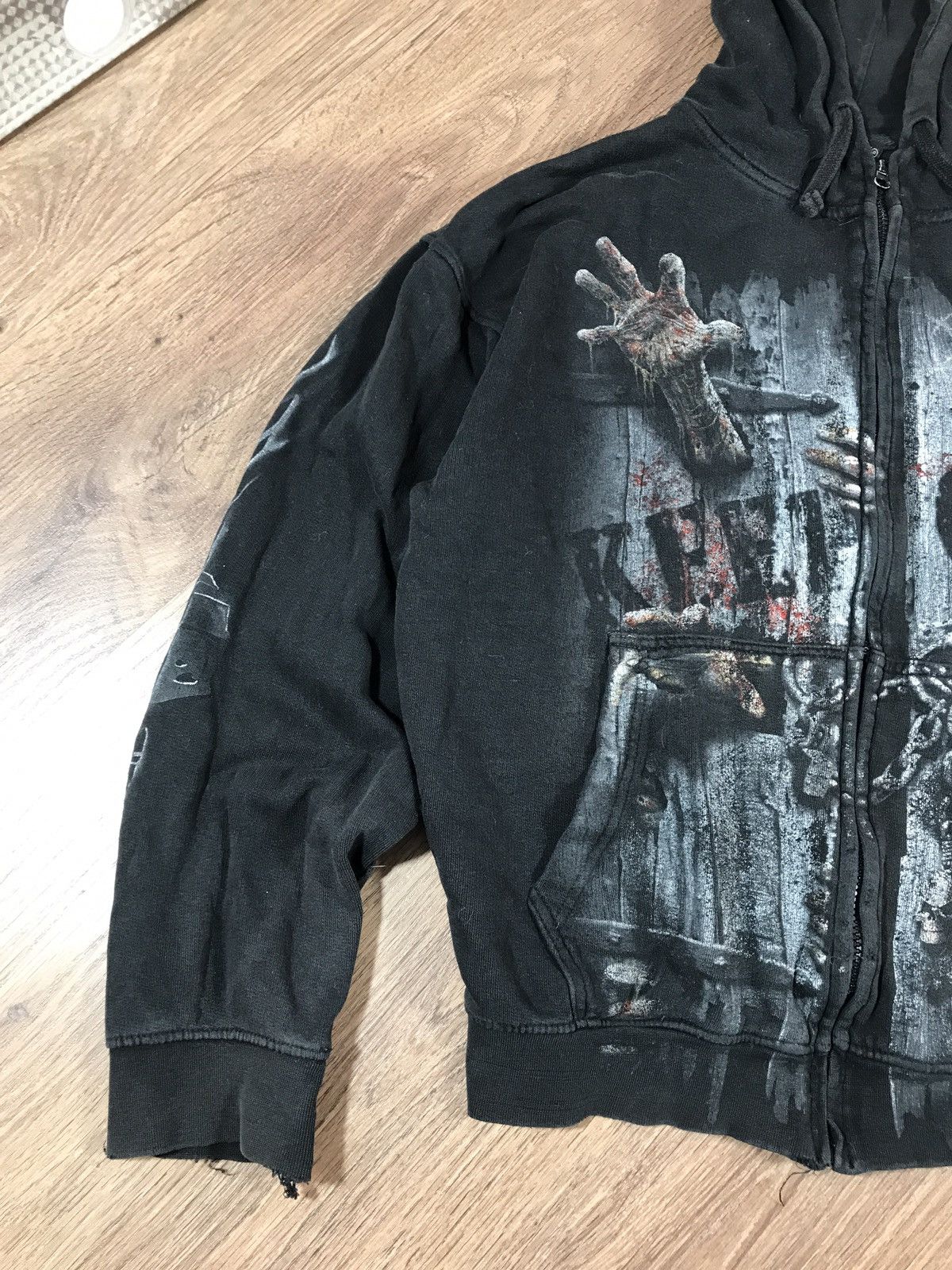 Vintage Vintage Distressed Spiral Zip Hoodie Size L-XL Size US XL / EU 56 / 4 - 3 Thumbnail
