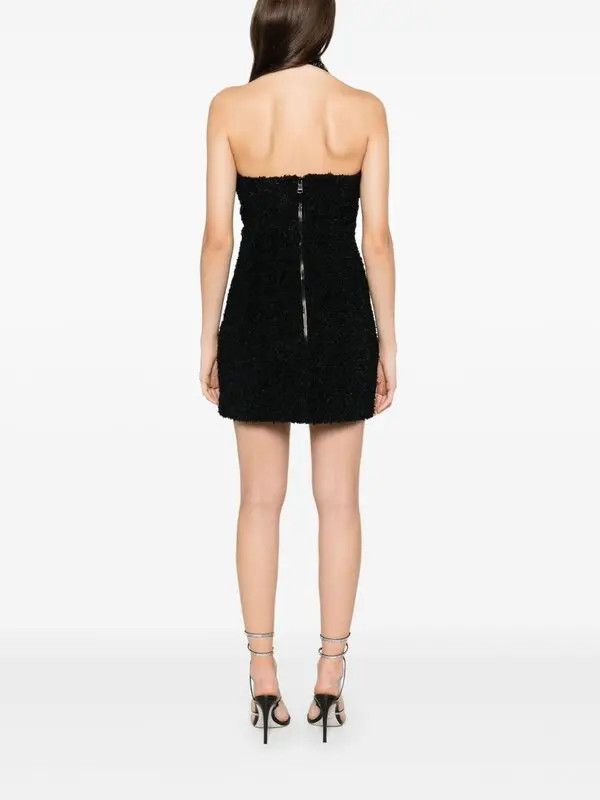 Balmain o1s1wg111225 Crystal Embellished Mini Dress in Black Size M / US 6-8 / IT 42-44 - 4 Thumbnail