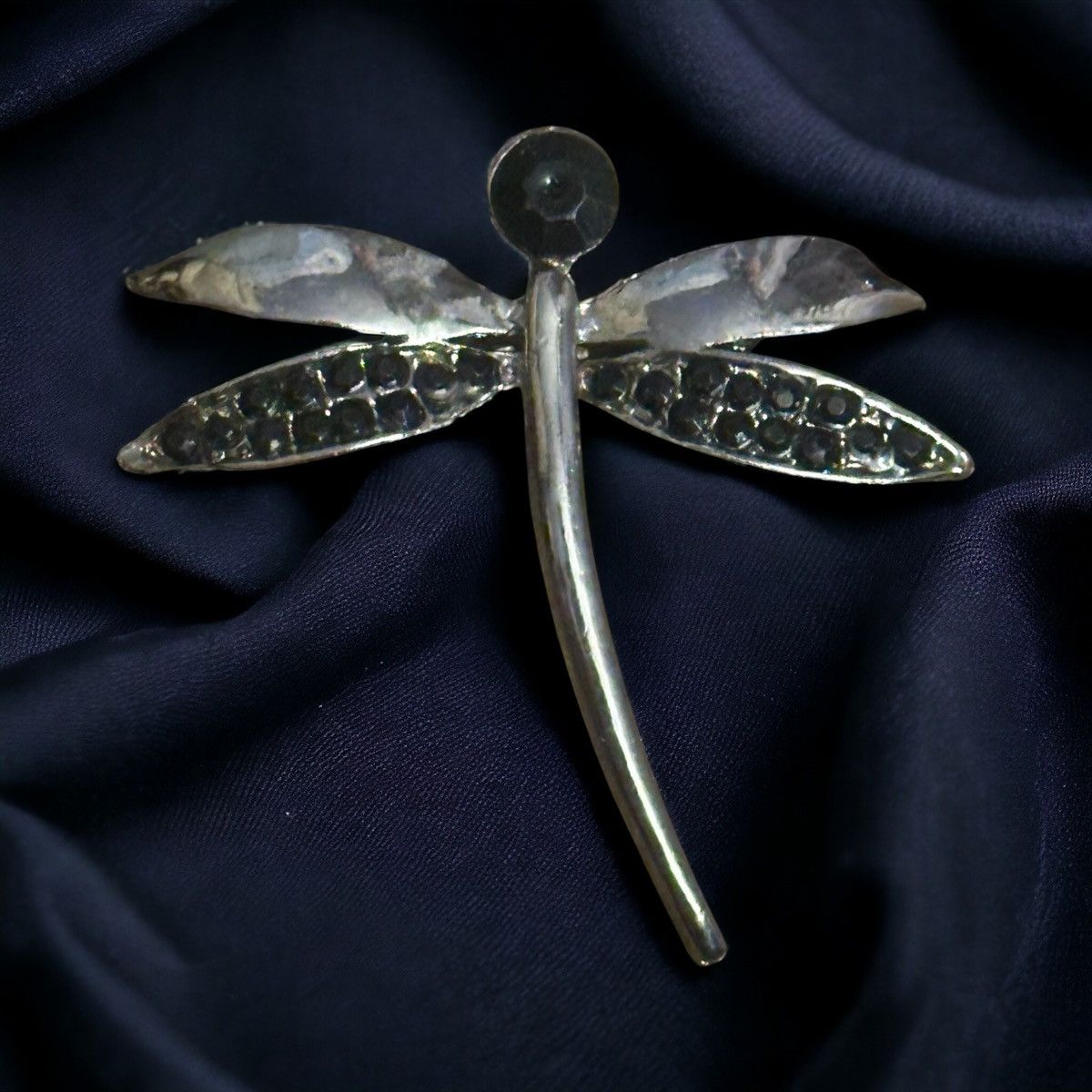 Vintage Vintage silver tone black rhinestone dragonfly brooch Size ONE SIZE - 1 Thumbnail