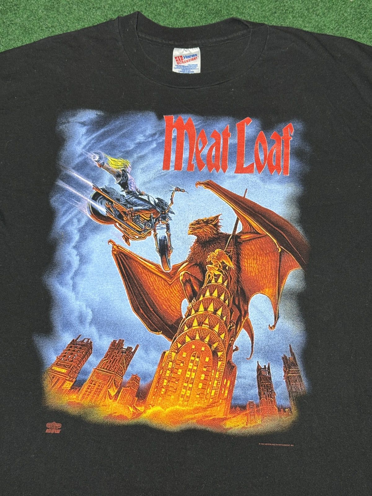 Band Tees × Hanes × Vintage Vintage 90s Meatloaf World Tour Bat Out Of Hell XL T Shirt Size US XL / EU 56 / 4 - 2 Thumbnail