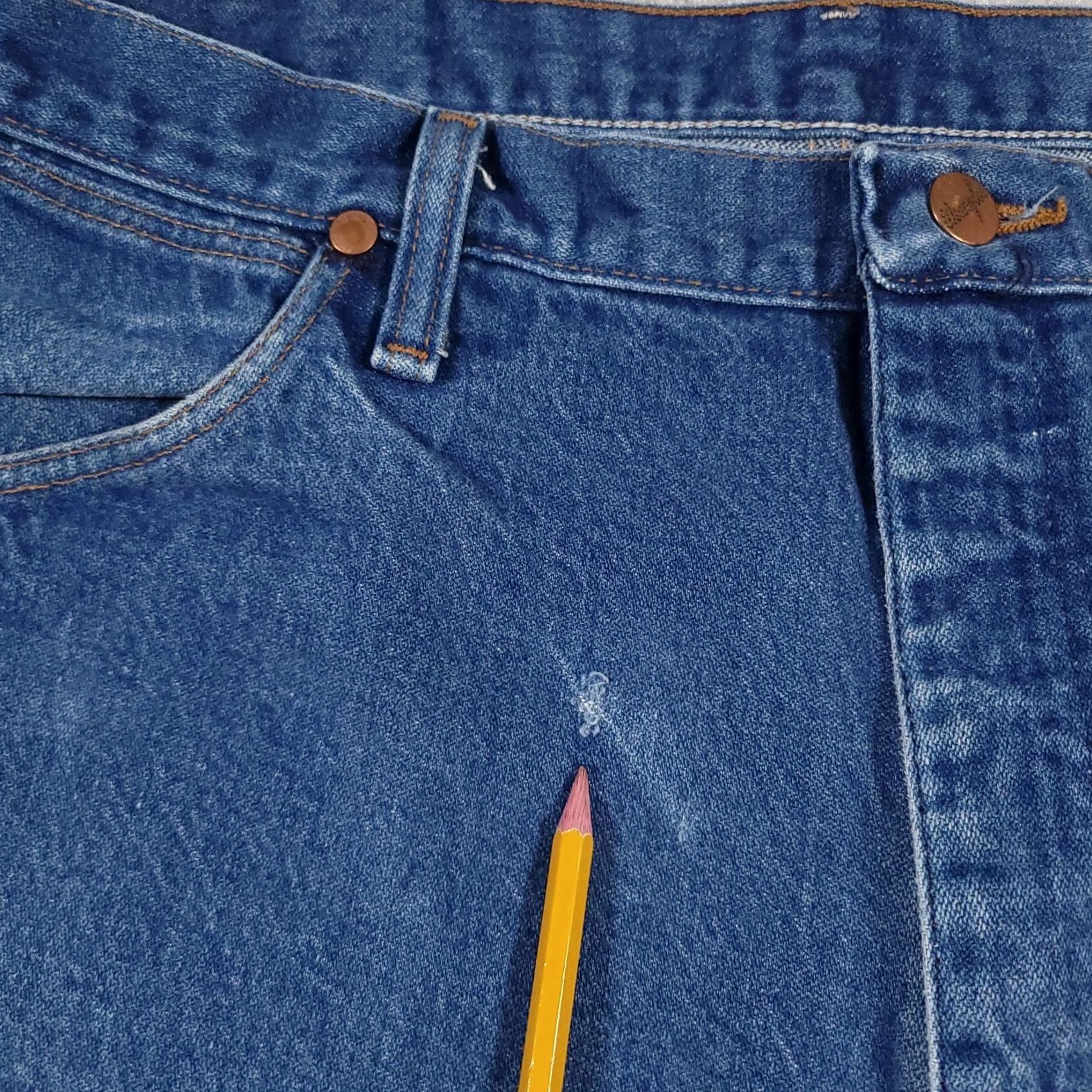 Wrangler VINTAGE Wrangler Cowboy Cut Jeans 13MWZ Original Fit Men 35x32 Hemmed Workwear Blue Denim 5-Pocket Mens Jeans Western Cowboy Size US 35 - 6 Thumbnail