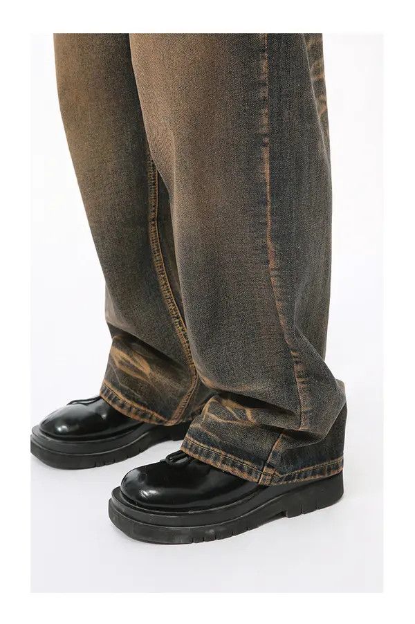Japanese Brand Mayu Street retro scratched pattern distressed loose jeans Size US 32 / EU 48 - 3 Thumbnail
