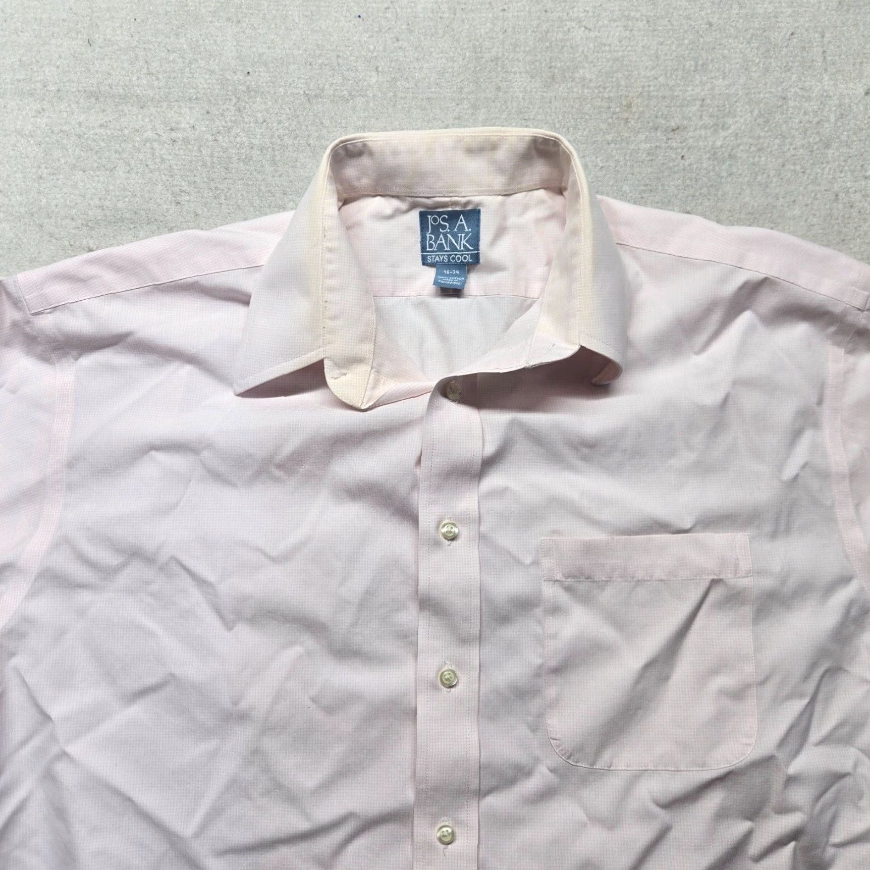 Jos. A. Bank Jos A. Bank Stays Cool White 100% Cotton Button Up Dress Shirt Adult Men's 16 34 Size 42R - 2 Thumbnail