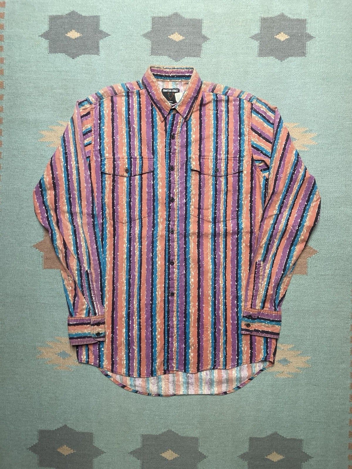 Vintage Vtg shirt frontier wrangler western cowboy striped medium T Size US M / EU 48-50 / 2 - 1 Thumbnail