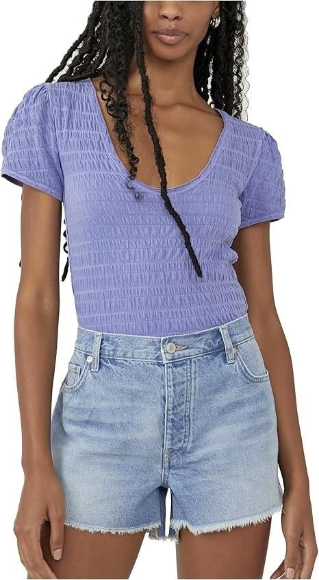 Free People Free People Sugar Cube Ruched Top Blue ( M ) Size M / US 6-8 / IT 42-44 - 1 Thumbnail