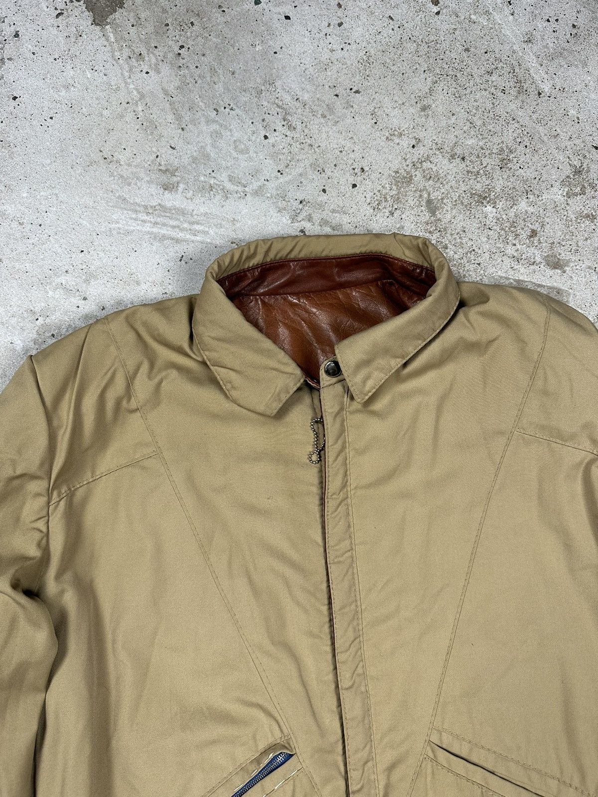 Vintage Vintage 90s Brown Leather Reversible Rare Bomber Jacket Size US L / EU 52-54 / 3 - 17 Thumbnail