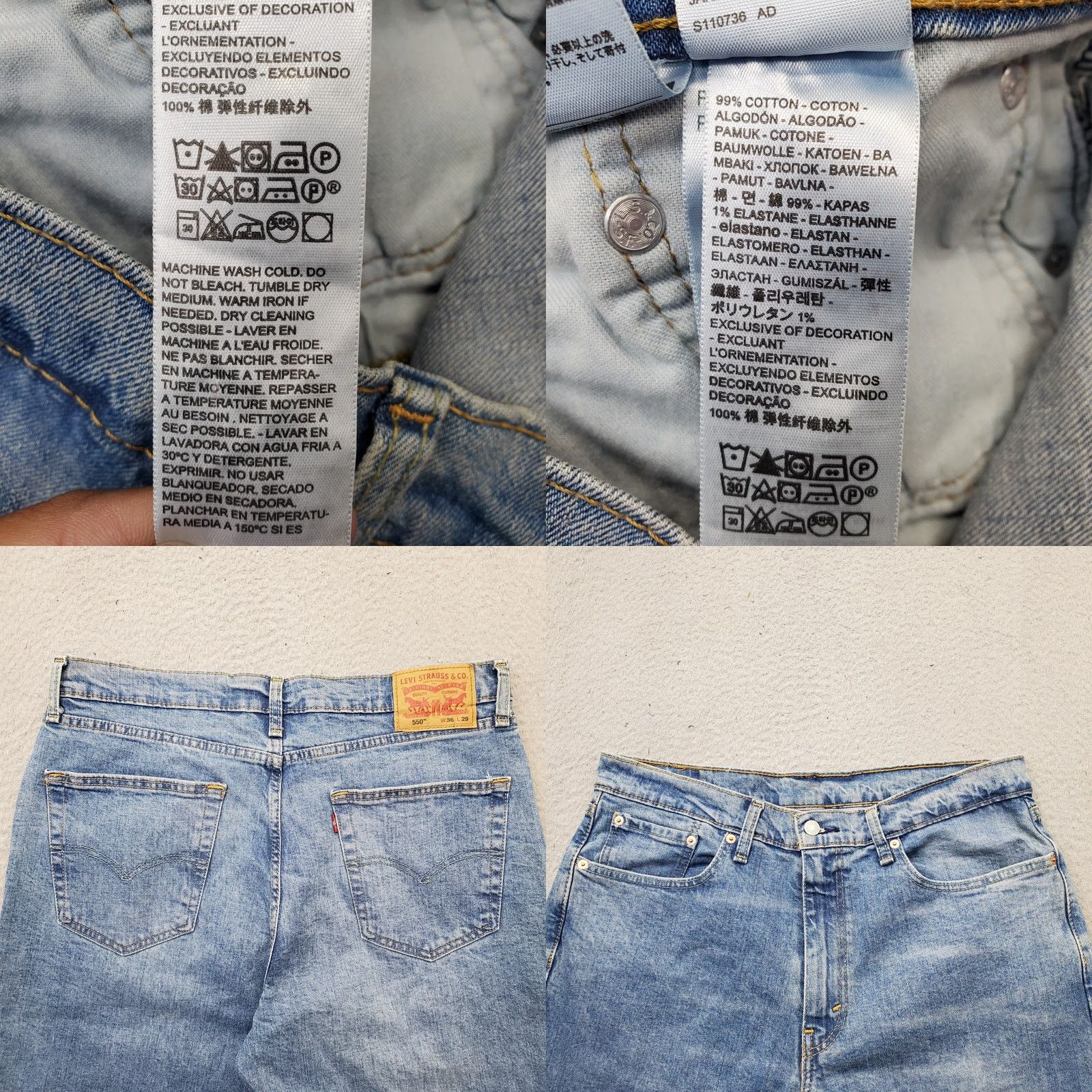 Levi's Levi'S 550 Jeans Men Straight Fit Button Up, Blue Denim, Double Stitch, Classic Style Size US 36 / EU 52 - 8 Thumbnail