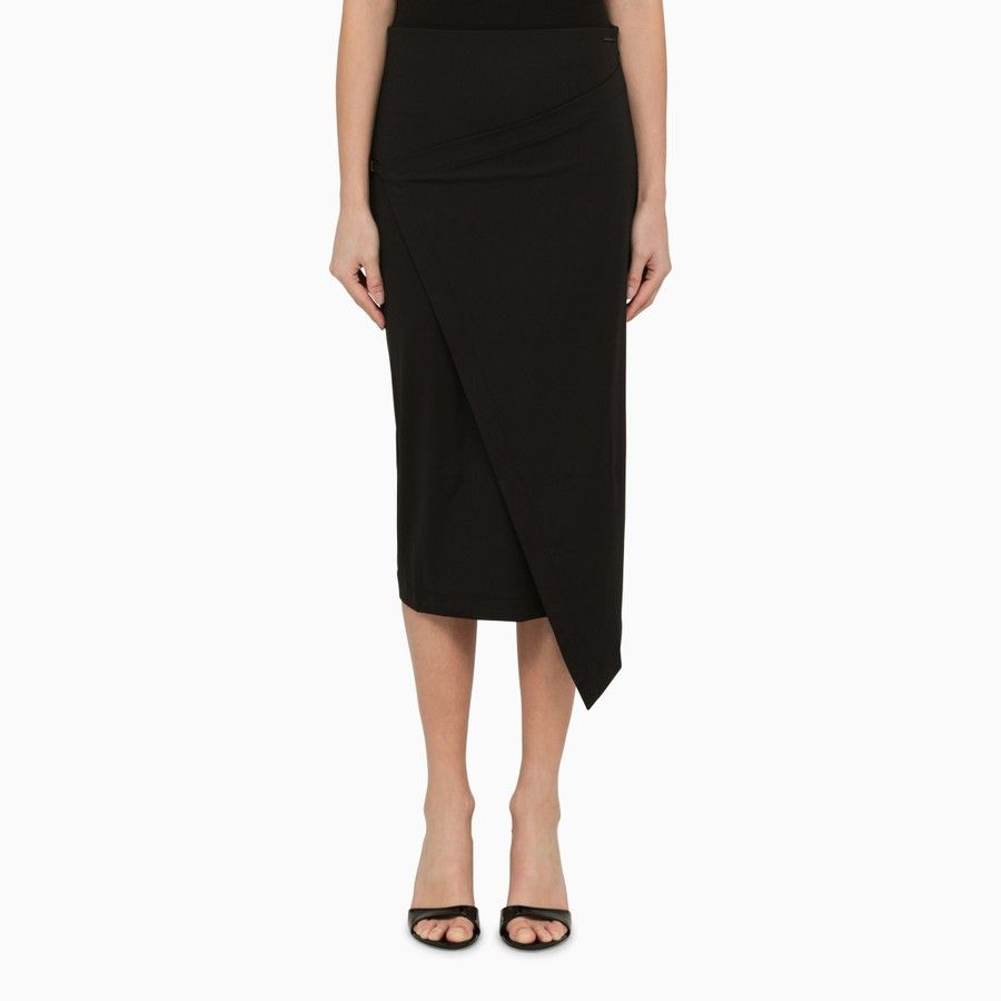 o1d2blof0824 Midi Wrap Skirt in Black