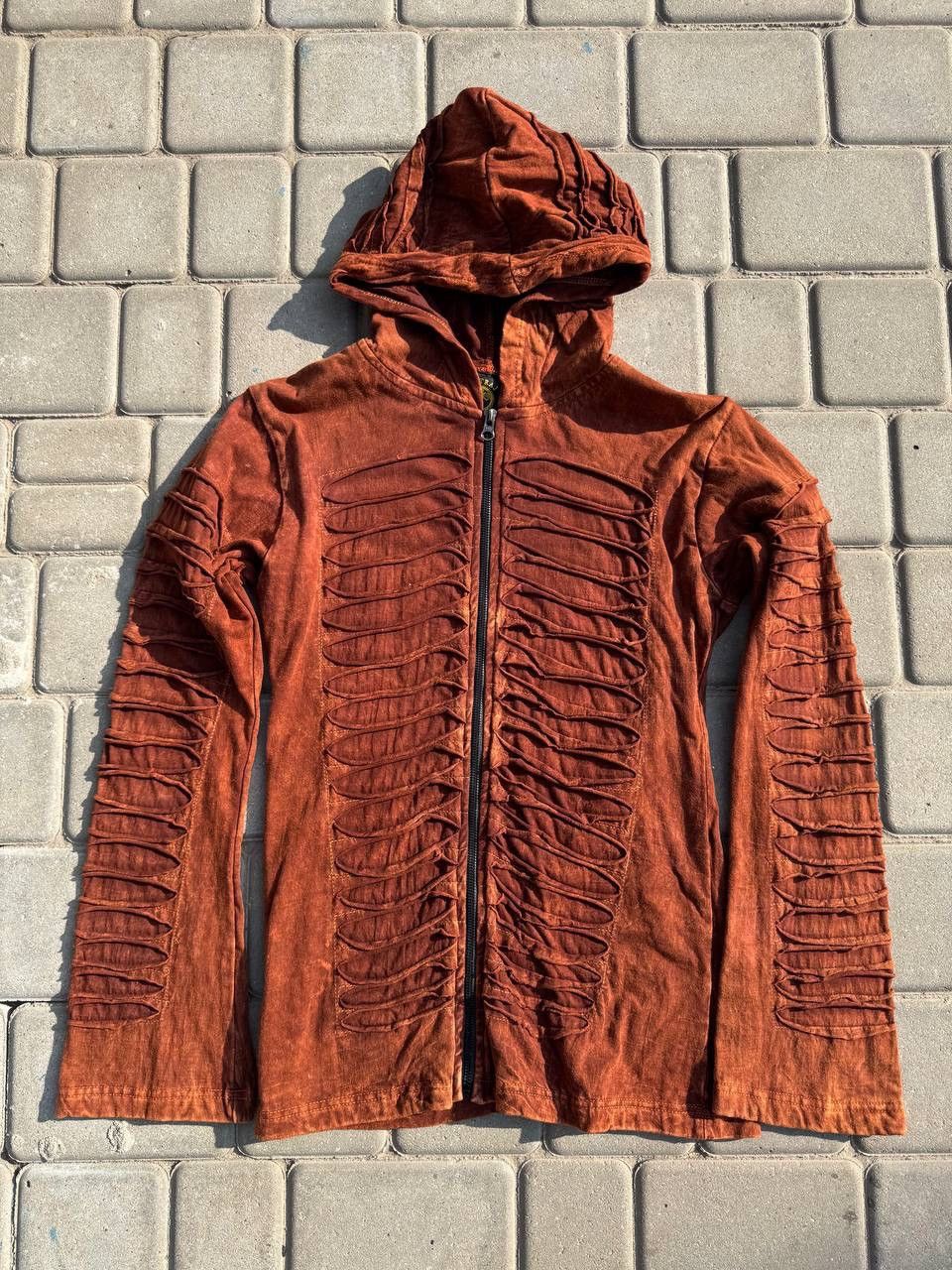 Vintage Y2K Nepal Razor Cut Zip Size L / US 10 / IT 46 - 1 Thumbnail