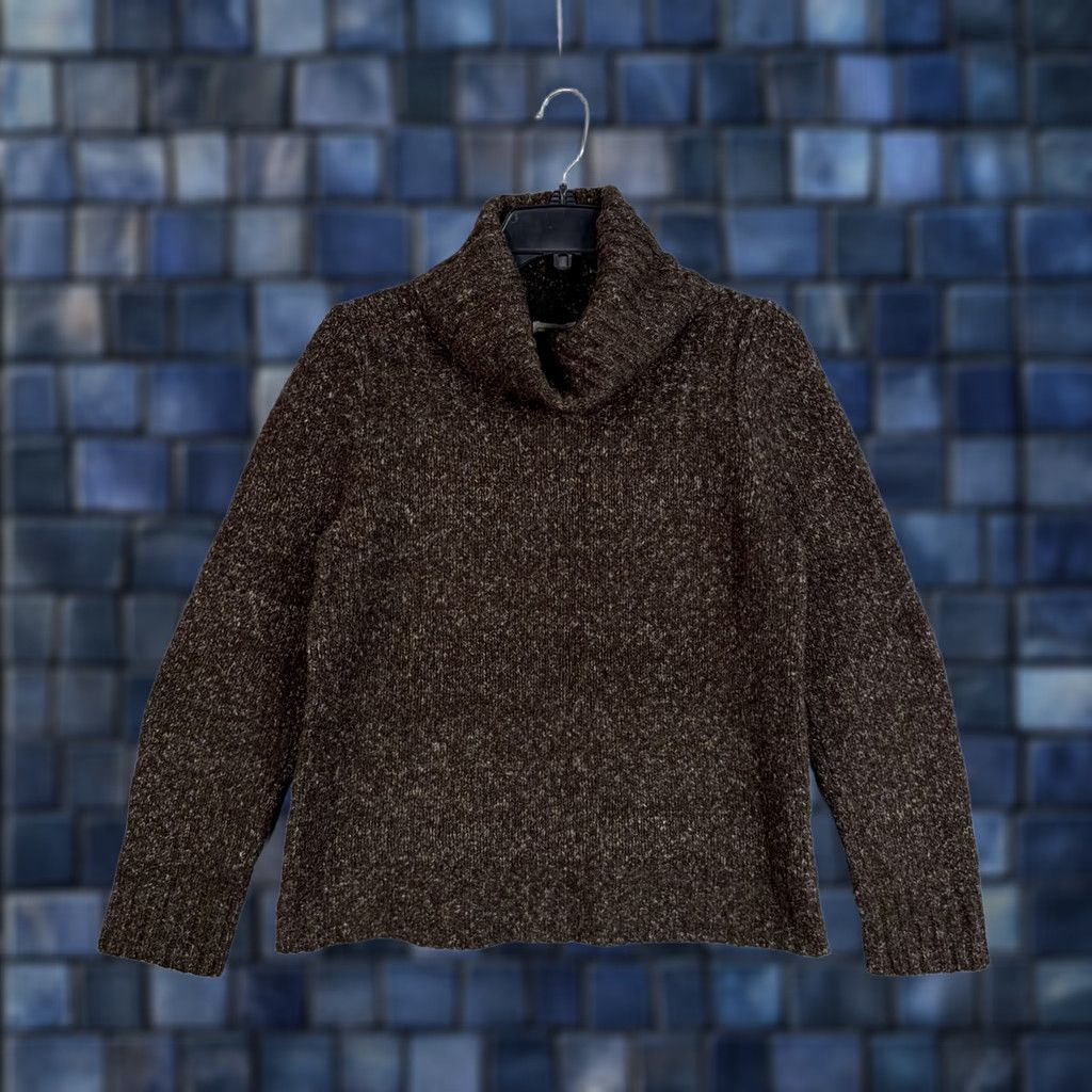 Vintage VINTAGE LL Bean Sweater Womens Large Brown Cowl Neck Marled Knit Pullover Cozy Chunky Size L / US 10 / IT 46 - 1 Thumbnail