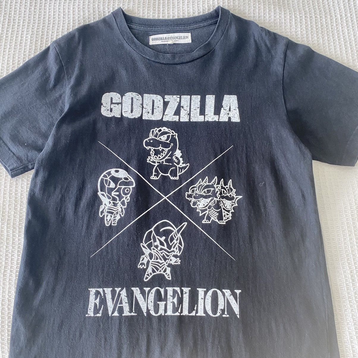 Faded Godzilla Vs Evangelion Japanese Anime Tee