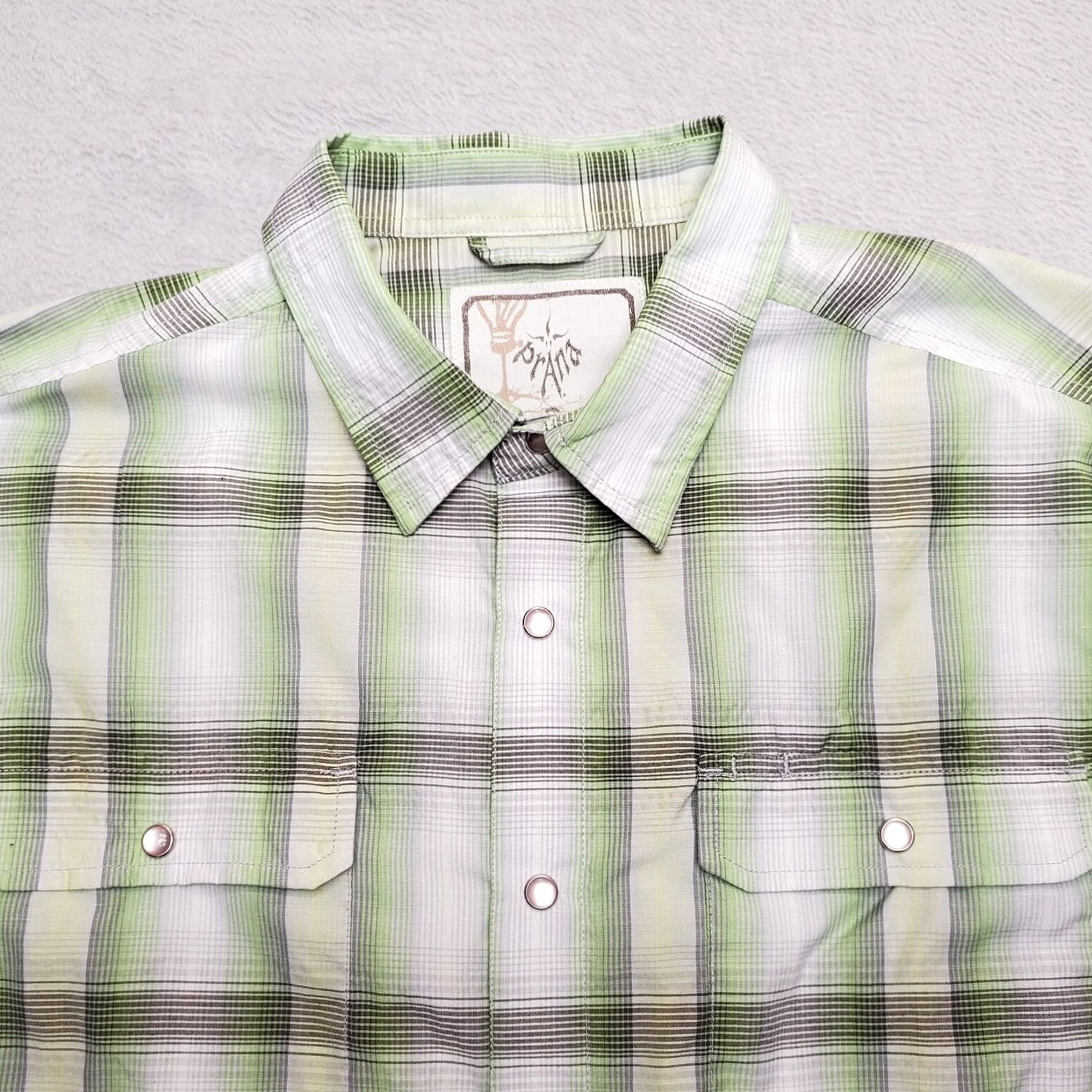 Prana prAna Shirt Men L Green Plaid Pearl Snap Short Sleeve Western Outdoor Cowboy Shirt Size US L / EU 52-54 / 3 - 4 Thumbnail