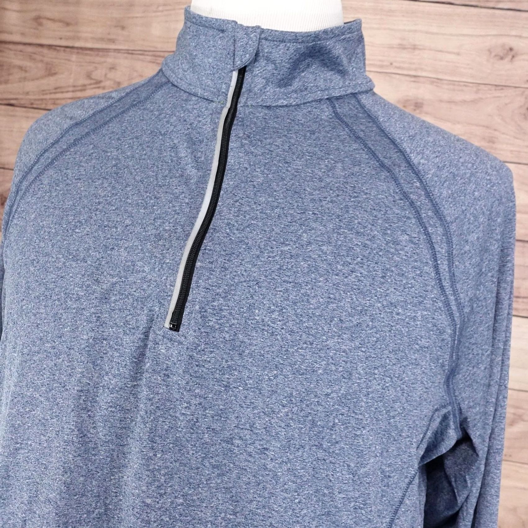 Lands' End Lands' End Mens Large Blue Heather Quarter-Zip Performance Pullover Knit Size US L / EU 52-54 / 3 - 2 Thumbnail