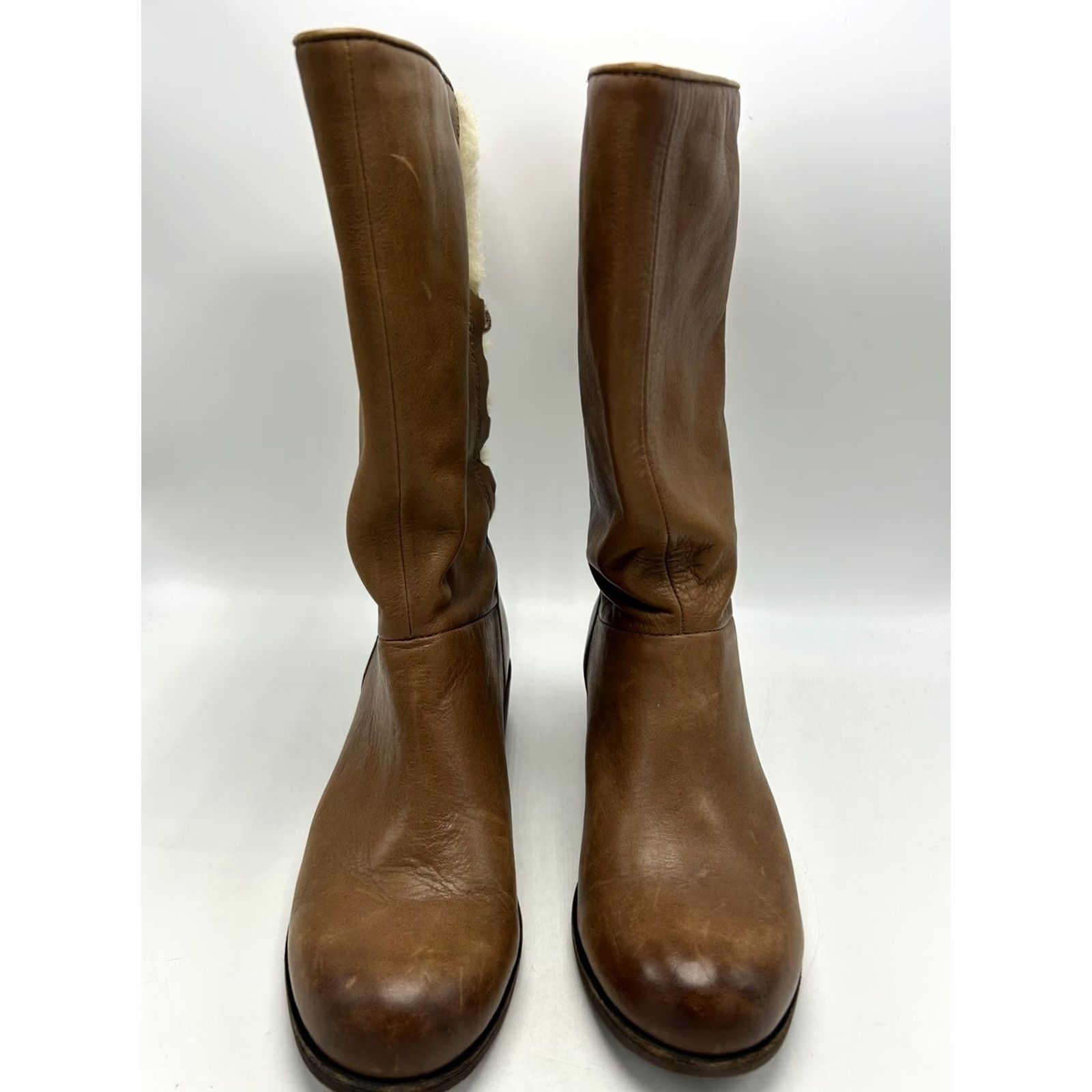 Ugg UGG Boots Womens 7 Brown Cary Wool Leather Mid Calf Pull On Block Heel Read Size US 7 / IT 37 - 5 Thumbnail