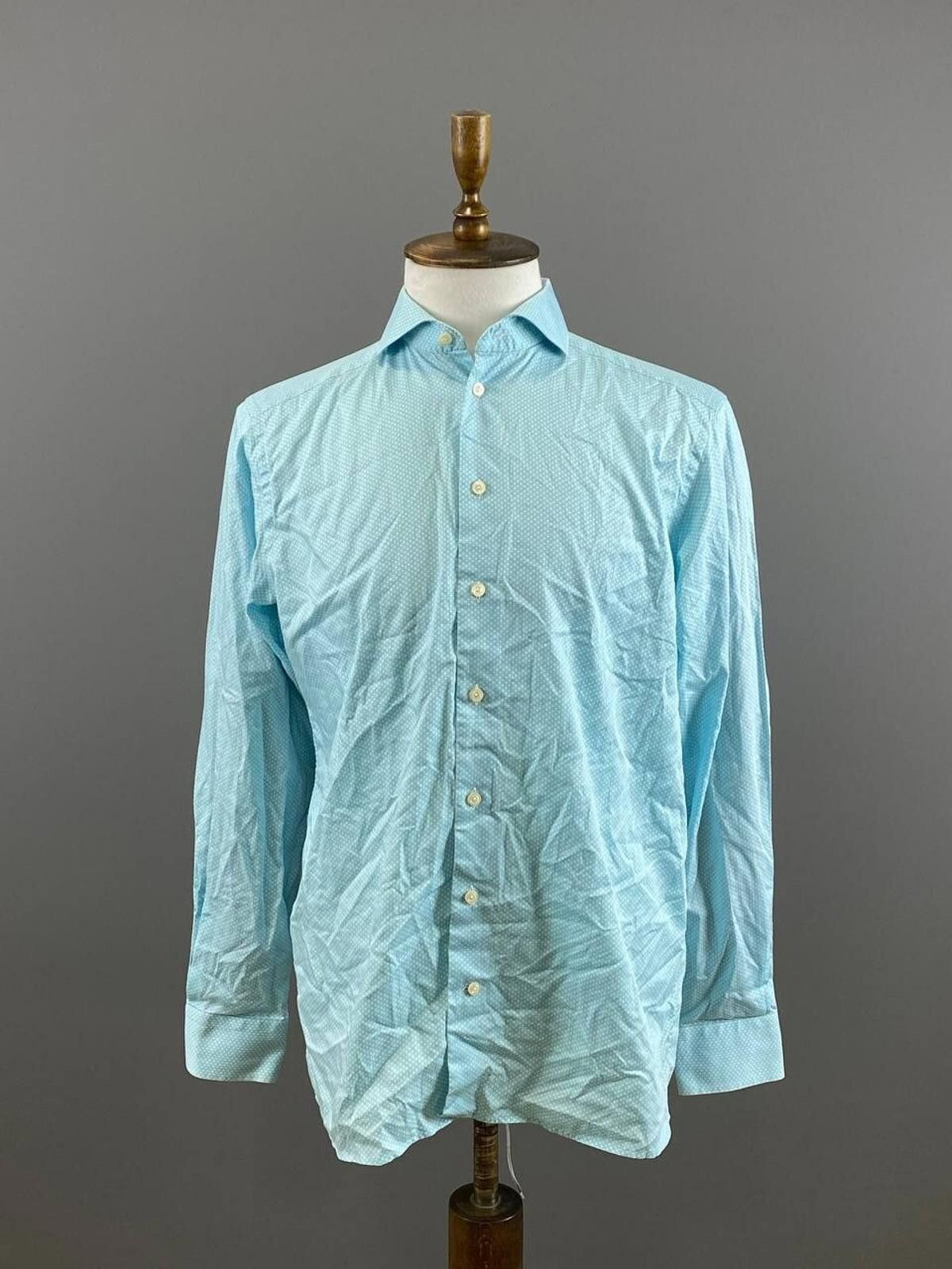Eton Eton Contemporary Turquoise Dotted Shirt Size 41 / 16 Size US M / EU 48-50 / 2 - 1 Thumbnail