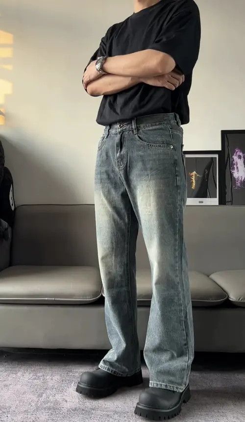 VIBE distressed faded yuppie flared jeans Size US 32 / EU 48 - 4 Thumbnail