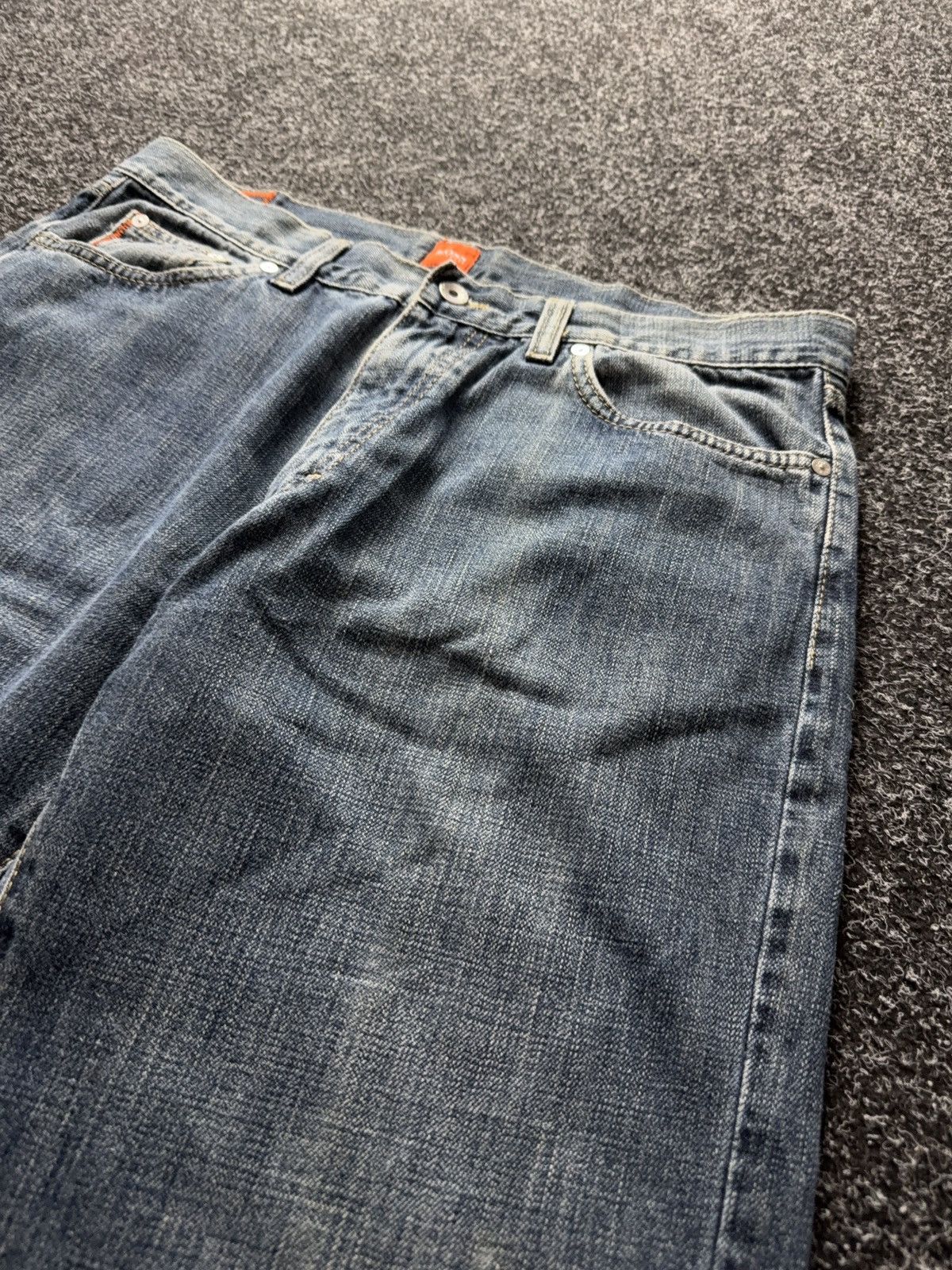 Hugo Boss Vintage 00s Distressed Hugo Boss Orange Blue Denim Jeans Size US 34 / EU 50 - 9 Thumbnail