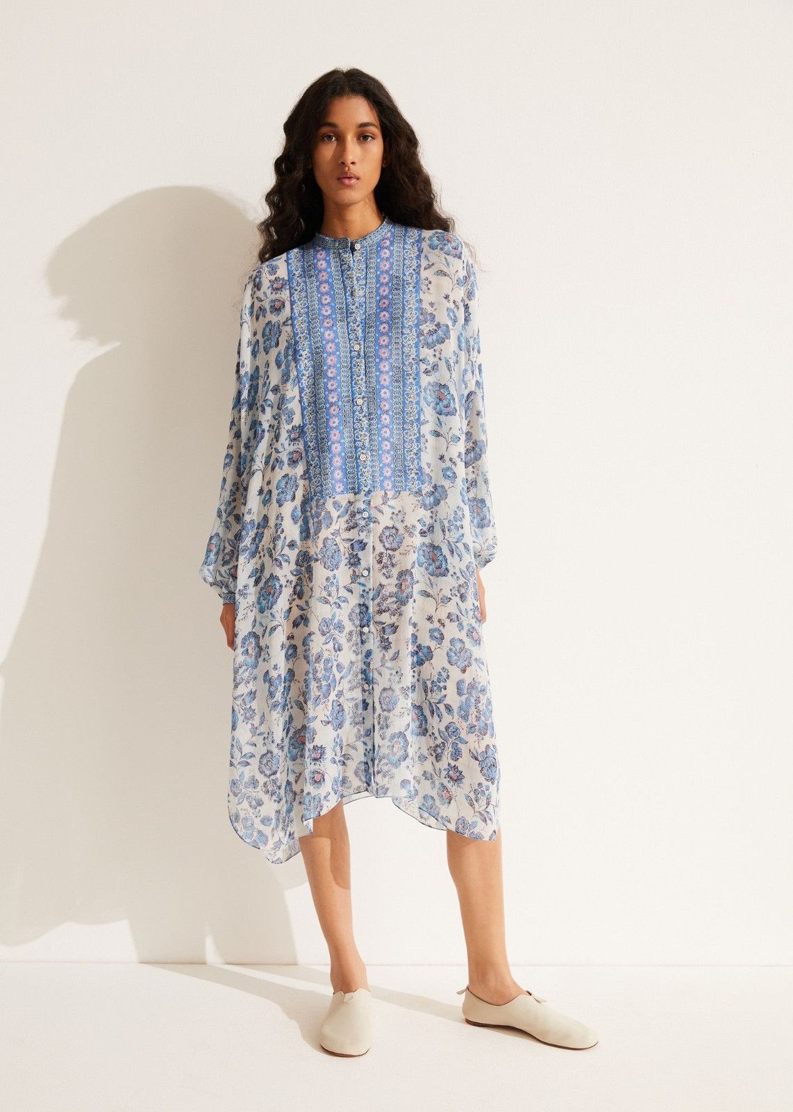 Loro Piana o1srvl11e0824 Mila Flower Midi Dress in Multicolor Size M / US 6-8 / IT 42-44 - 2 Thumbnail