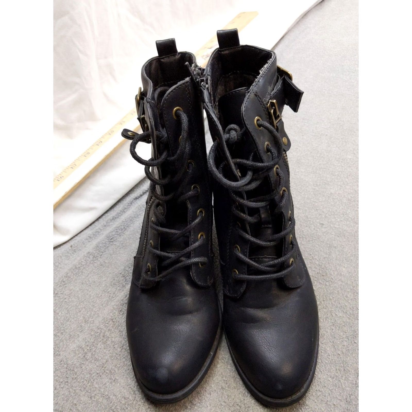Vintage White Mountain New Delfino Boots Womens Size 9 Black Ankle Combat Buckle Size US 9 / IT 39 - 7 Thumbnail