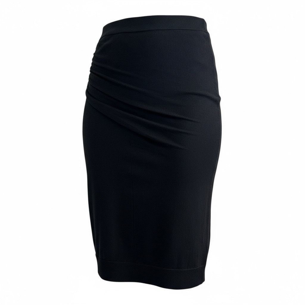 Carven Y2K Knit Pencil Skirt Black sz S Gathered Side Knee Length Size 27" / US 4 / IT 40 - 11 Thumbnail