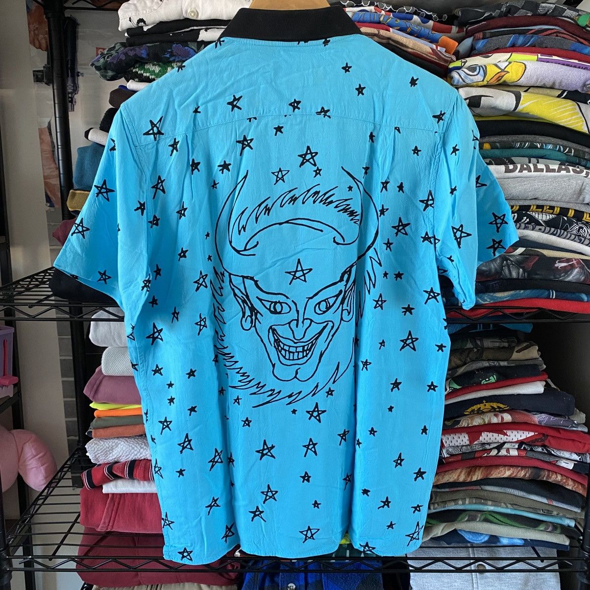 Supreme Supreme Daniel Johnston Devil Rayon Shirt Bright Blue 2018 Size US M / EU 48-50 / 2 - 4 Thumbnail