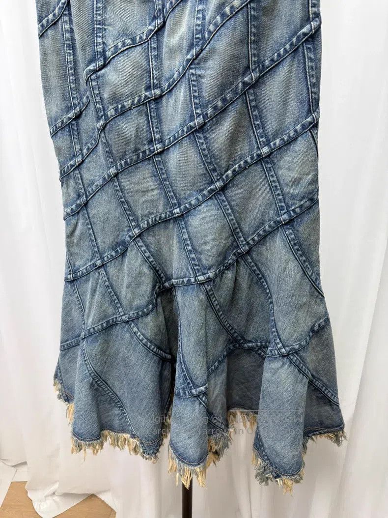Junya Watanabe Junya Watanabe size M Checkered washed fishtail skirt Size 23" - 6 Thumbnail
