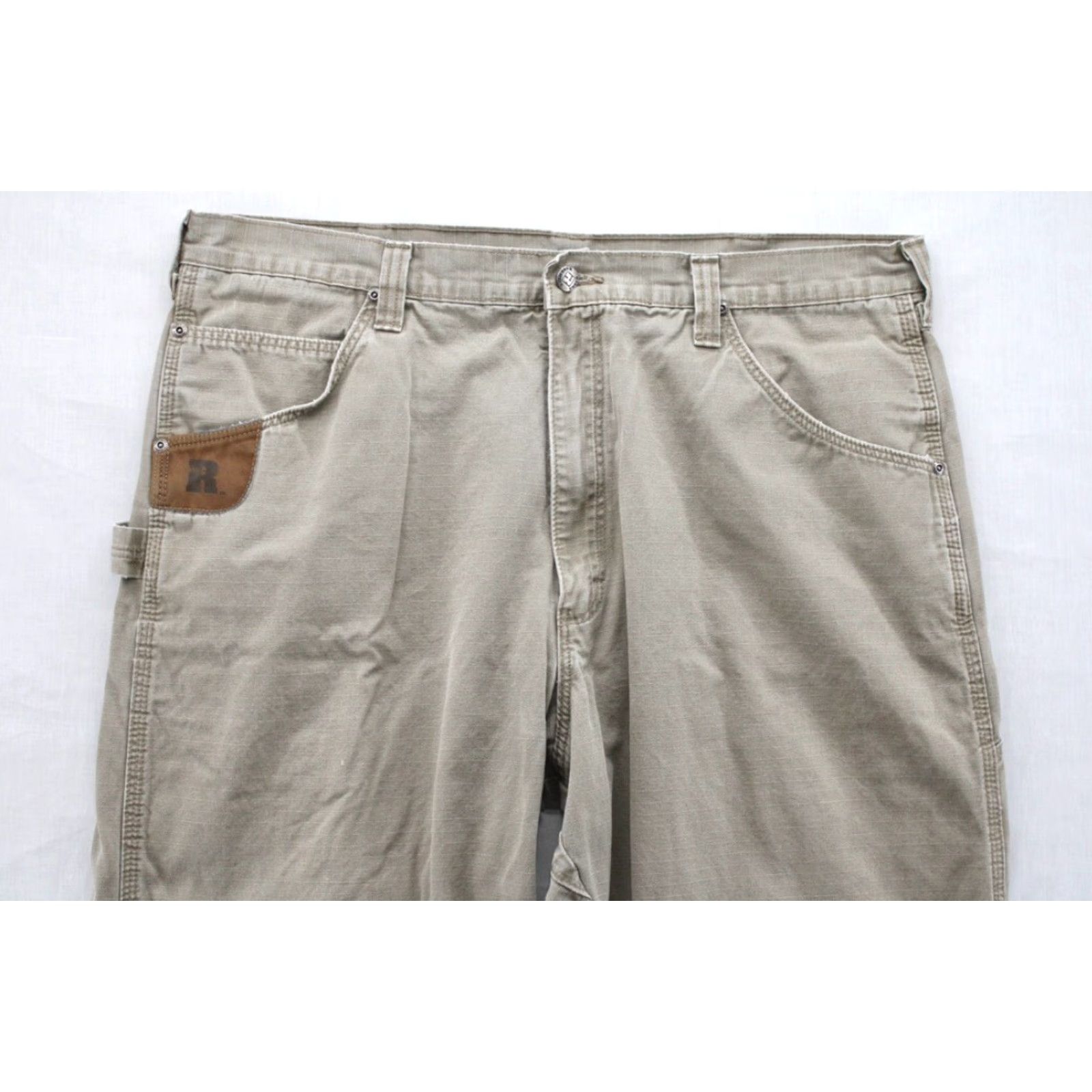 Wrangler Wrangler Riggs WorkWear Men 40 x 29 Khaki Brown Cotton Work Pants Flat Front Zip Pockets Solid Color USA Work Wear 3W020BR Mens Size US 40 / EU 56 - 6 Thumbnail