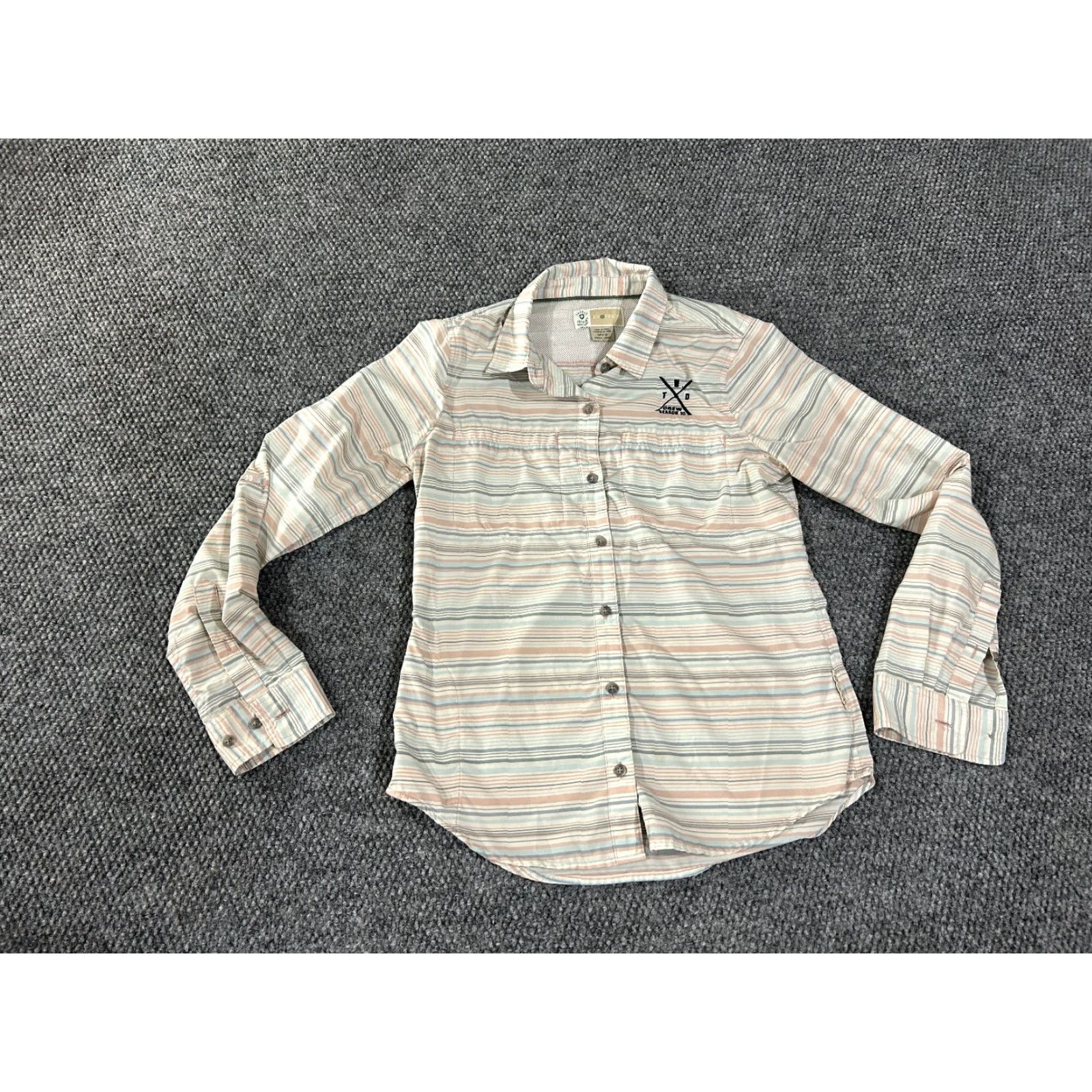 ExOfficio ExOfficio Shirt Womens Small Pastel Striped Lightweight Travel Outdoor Button Up Geometric Pattern Brown Long Sleeve Casual Quilt? Size S / US 4 / IT 40 - 2 Thumbnail