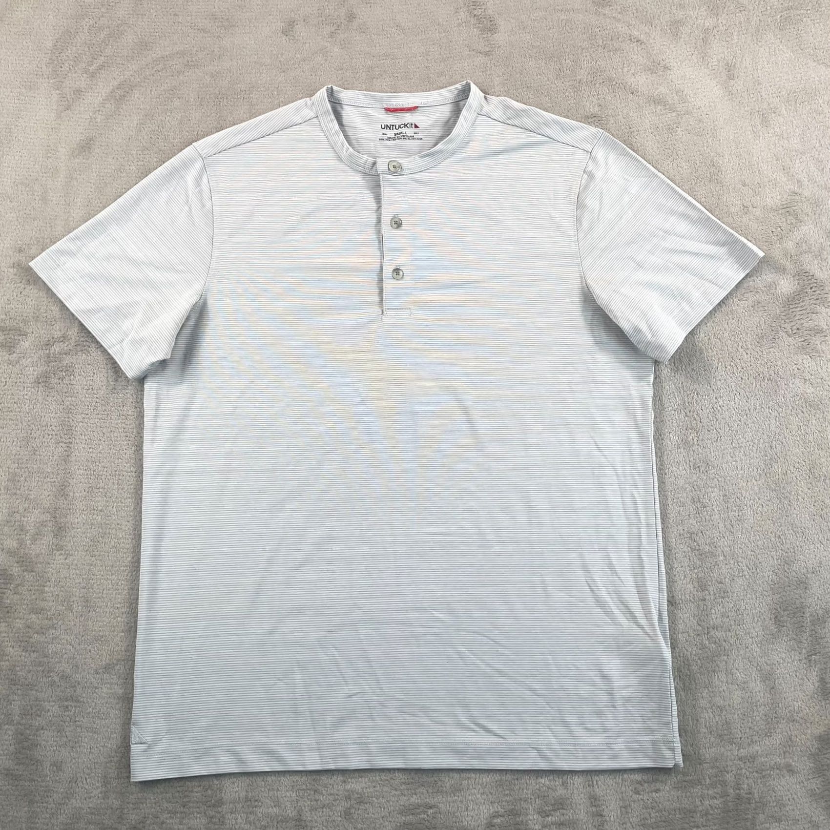 UNTUCKit UNTUCKit Croze Performance Henley T Shirt Men Small Grey Striped Short Sleeve Size US S / EU 44-46 / 1 - 3 Thumbnail