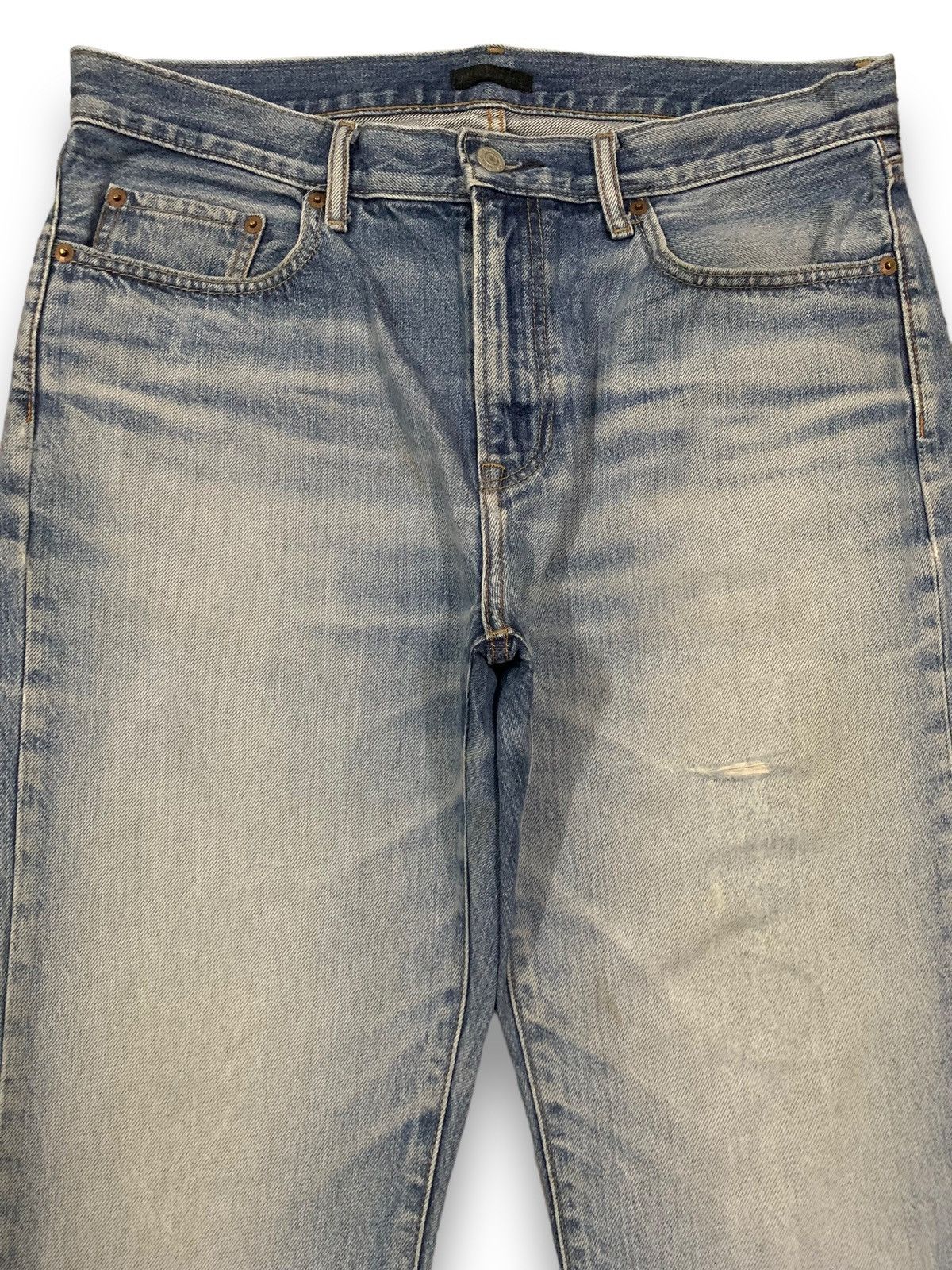 Jun Takahashi Vintage Y2K Uniqlo Blue Wash Regular Straight Ripped Jeans Size US 34 / EU 50 - 3 Thumbnail