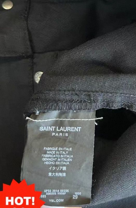 Saint Laurent Paris Saint Laurent Distressed Leather Zip Jeans. Size US 31 - 9 Thumbnail