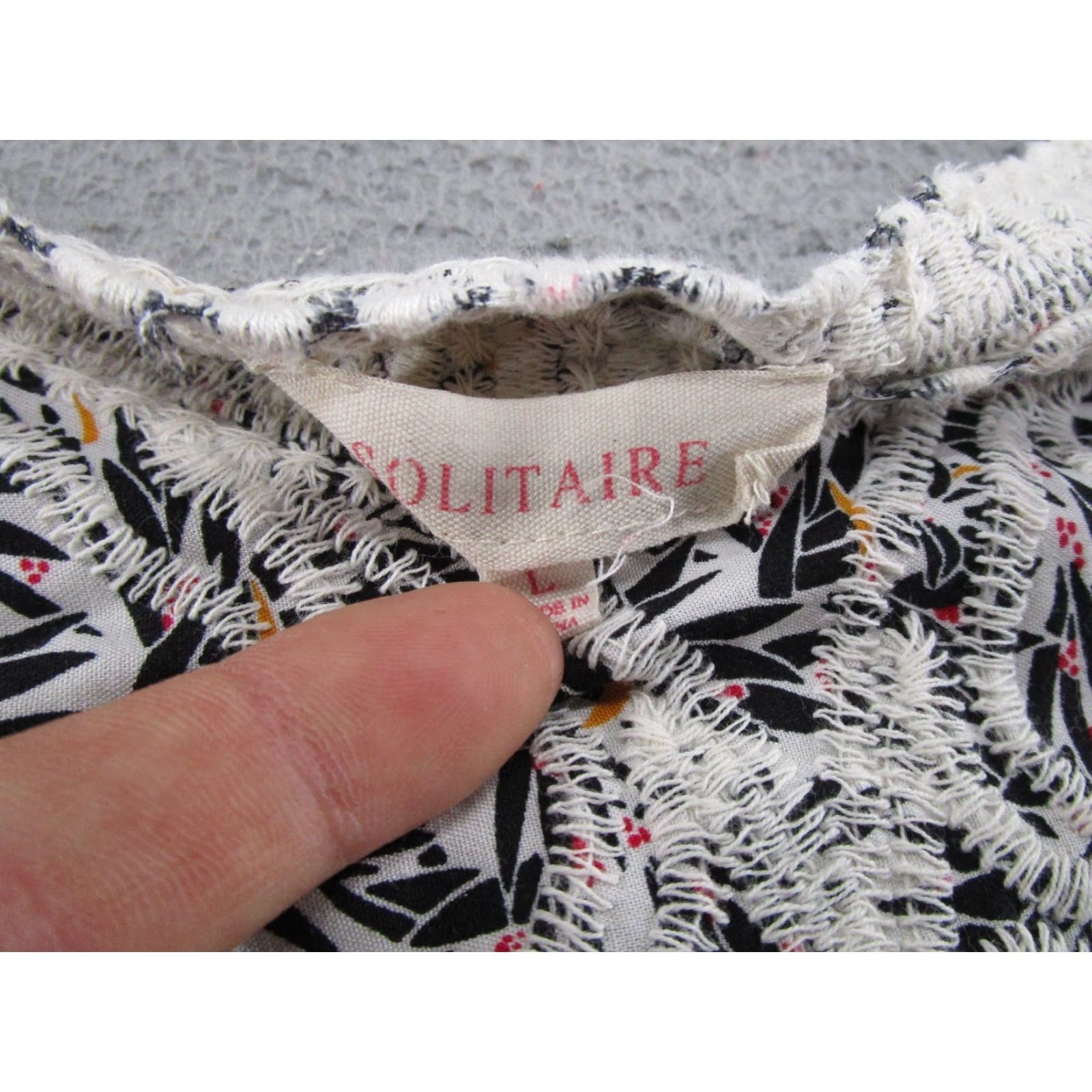 Vintage Solitaire Women's Embroidered Floral 3/4 Sleeve Top Blouse Size L Boho Chic Size L / US 10 / IT 46 - 2 Thumbnail