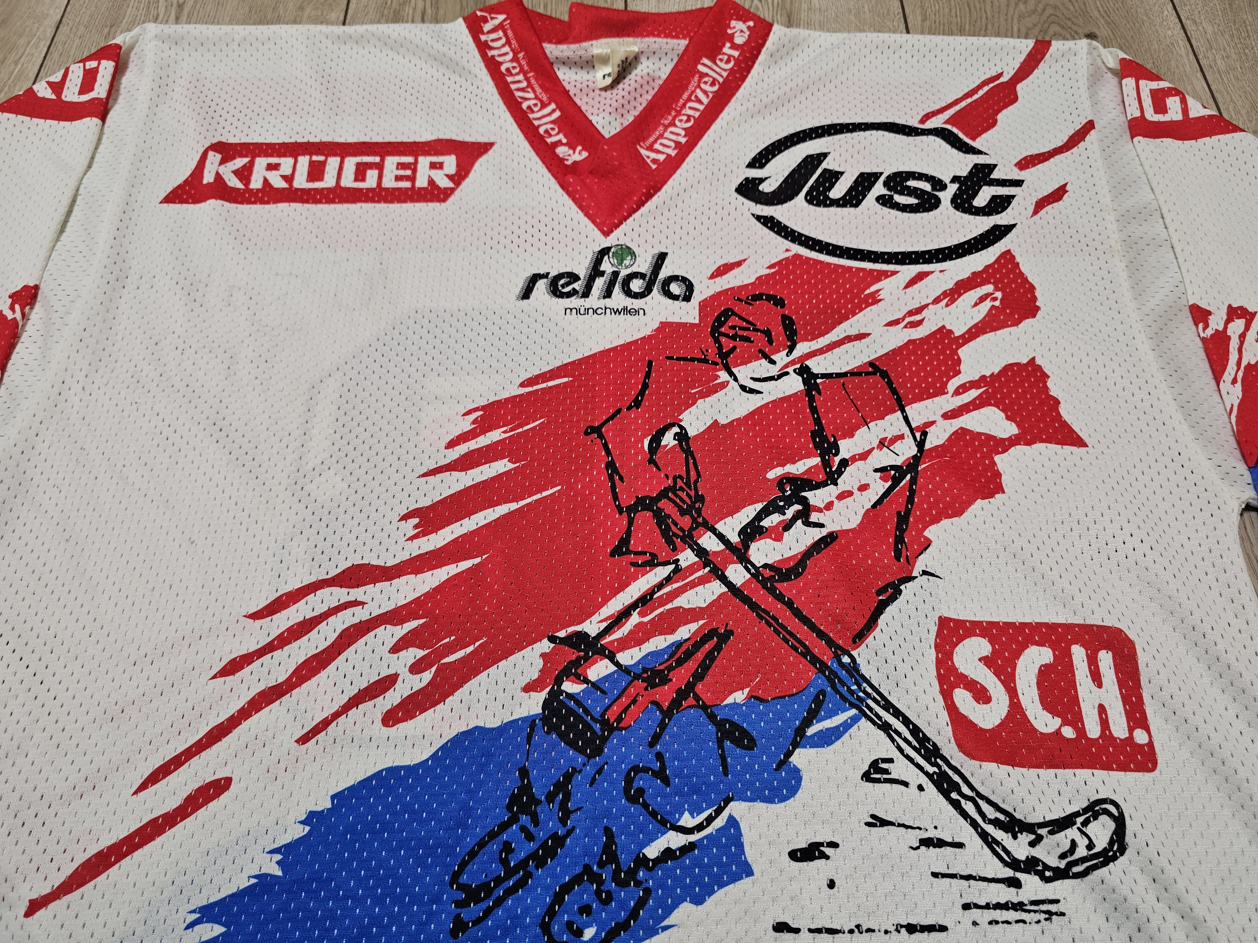 Vintage SC HERISAU 1997 HOCKEY JERSEY SIGNED BINET SWITZERLAND Size US L / EU 52-54 / 3 - 3 Thumbnail