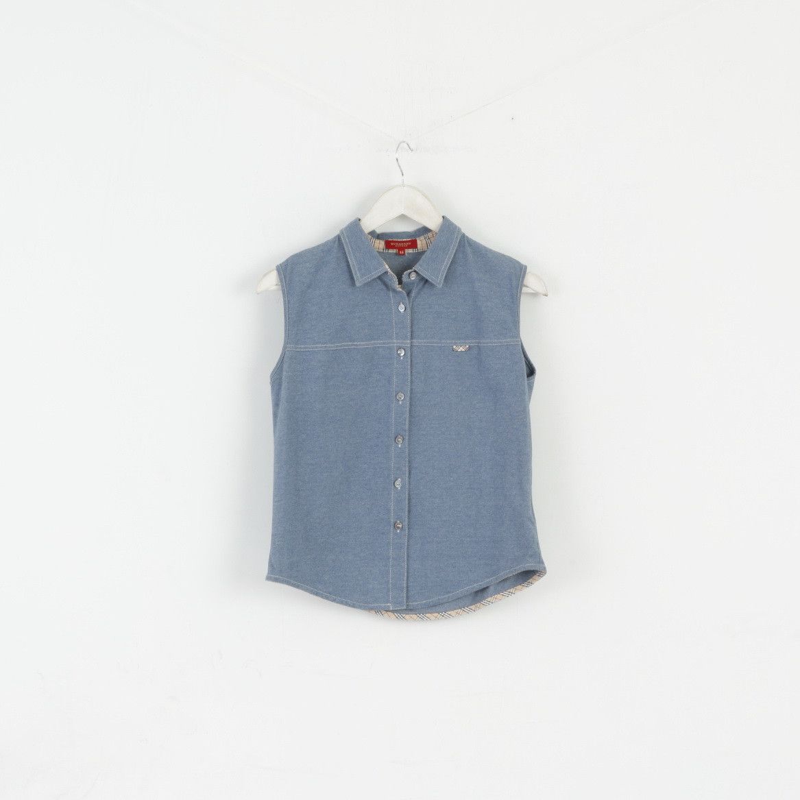 Burberry Burberry London Womens 44 S Shirt Sleeveless 0476 Size S / US 4 / IT 40 - 2 Thumbnail