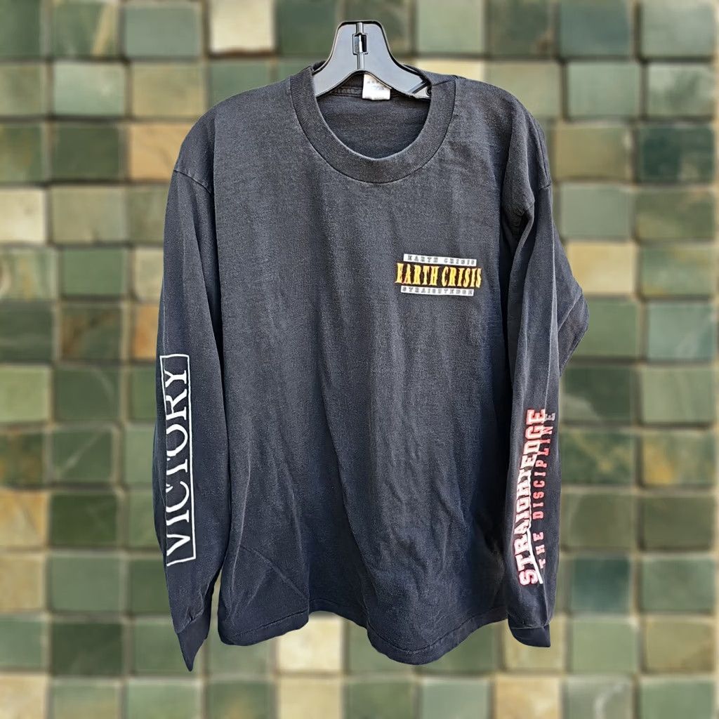 Fruit Of The Loom VINTAGE Earth Crisis STRAIGHT EDGE THE DISCIPLINE LONG SLEEVE Shirt XL 90S Size US XL / EU 56 / 4 - 1 Thumbnail
