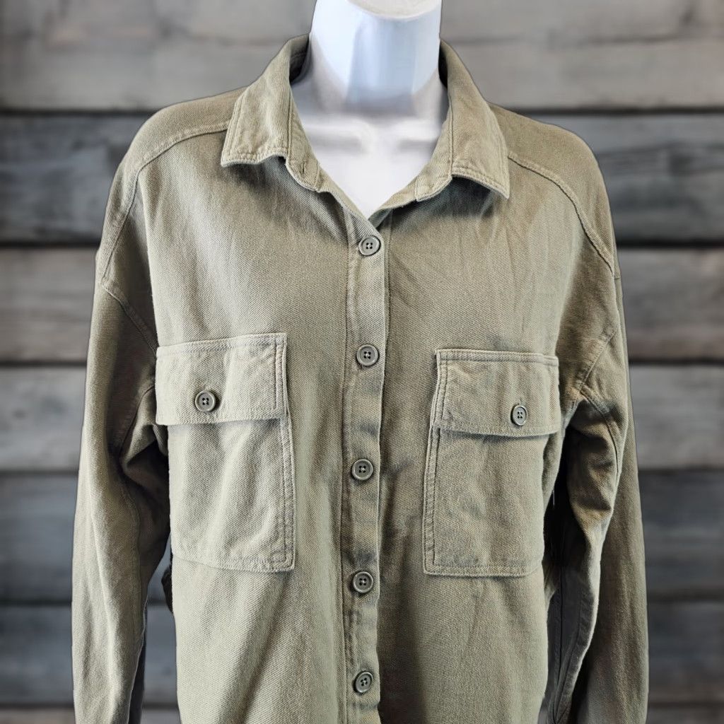 Vintage bobi Los Angeles Womens Button Front Shirt Sz Medium Green Long Sleeve Cotton Size M / US 6-8 / IT 42-44 - 1 Thumbnail
