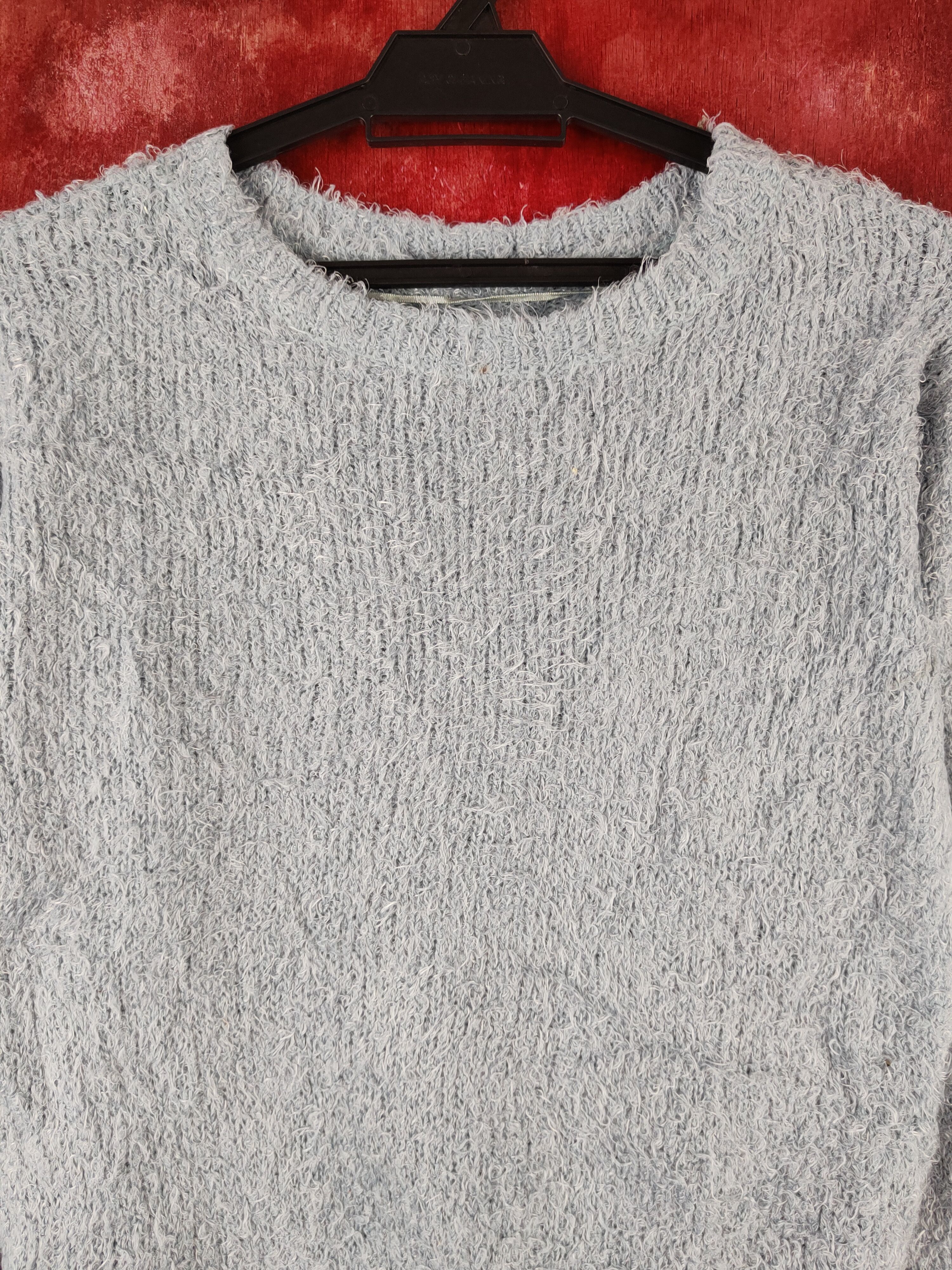 GU GU Blue Shag Shaggy Fur Mohair Knitwear #S2178 Size S / US 4 / IT 40 - 2 Thumbnail