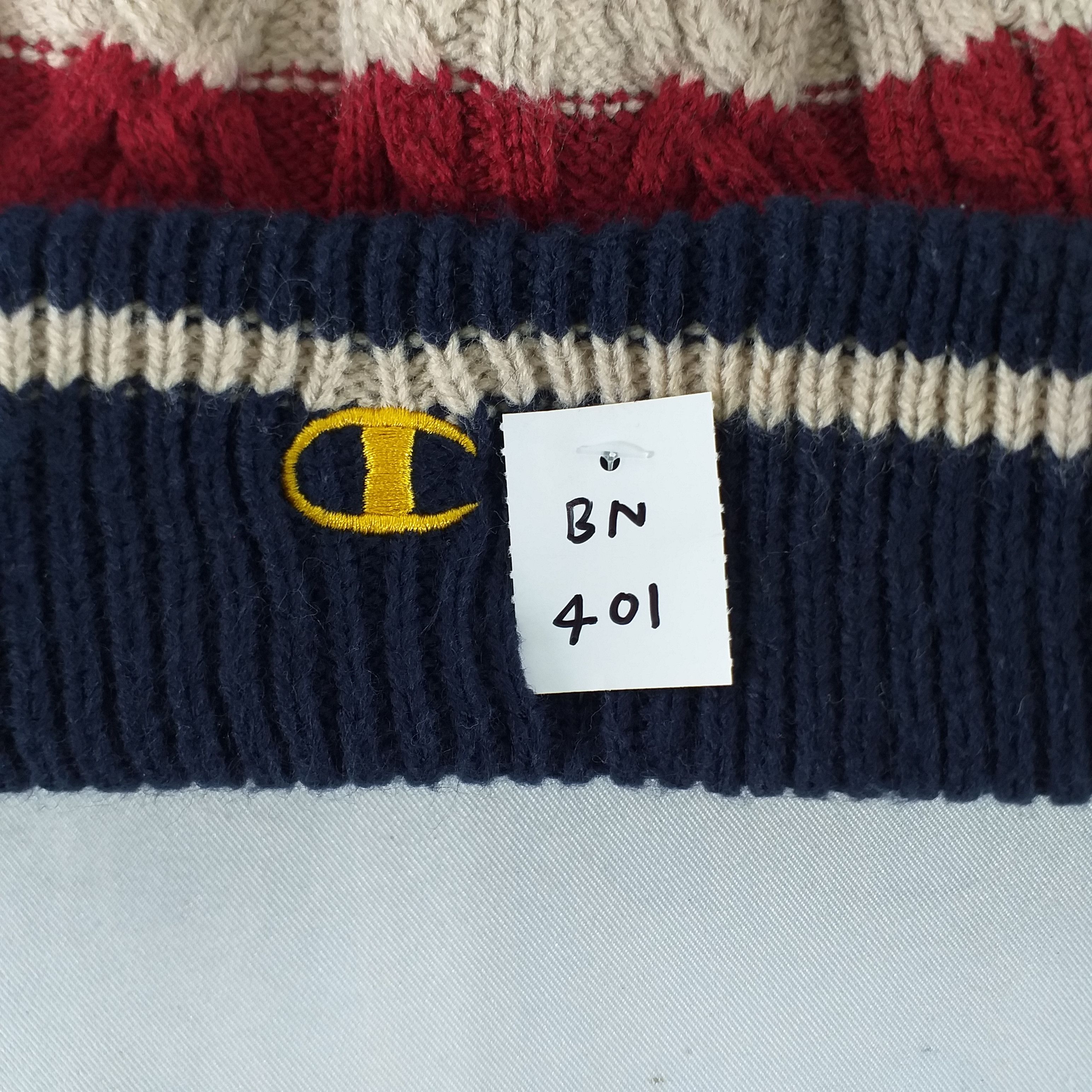 Champion Champion Embroidery Logo Stripe Snow Cap Hat Beanie -BN401 Size ONE SIZE - 8 Thumbnail