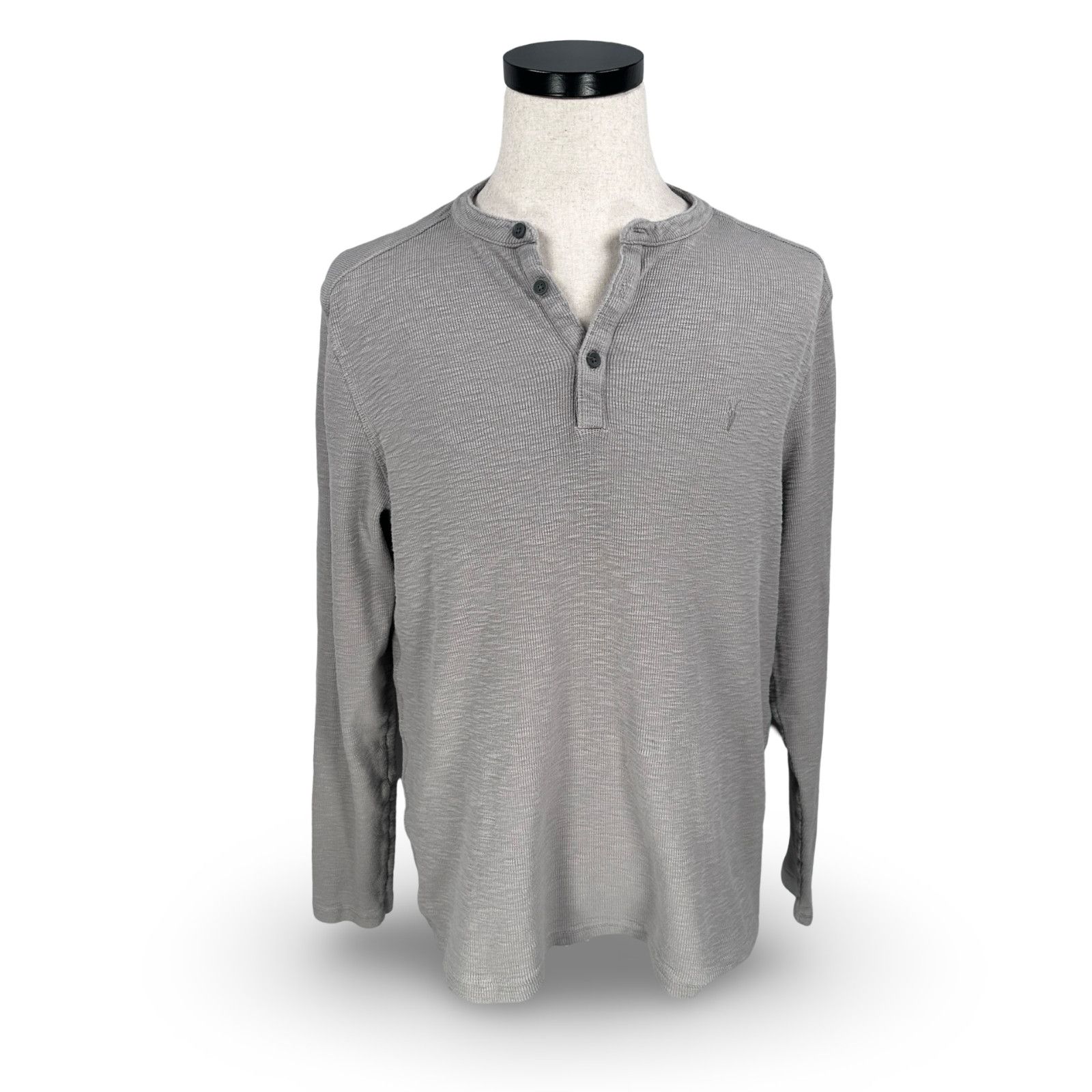 Allsaints AllSaints Muse Thermal Henley Shirt Men’s L Gray Long Sleeve Size US L / EU 52-54 / 3 - 1 Thumbnail