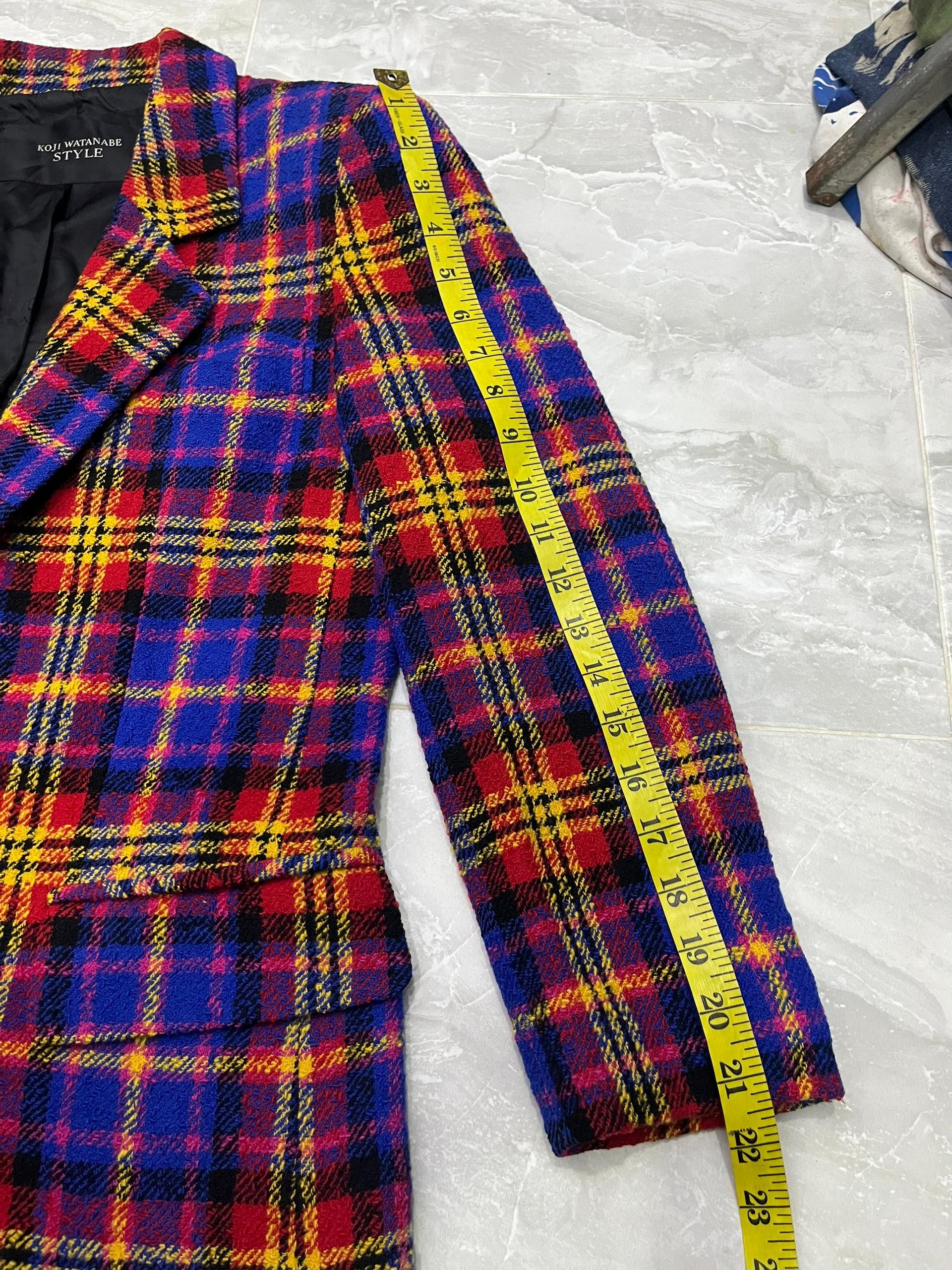 Japanese Brand Koji Watanabe Wool Tartan Blazer CDG Yohji Vibe Size US XS / EU 42 / 0 - 14 Thumbnail