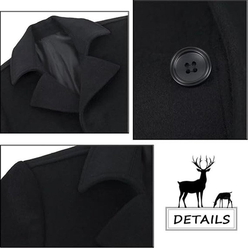 Other ELETOP Men's Wool Coat Winter Long Trench Coat Classic Size US M / EU 48-50 / 2 - 3 Thumbnail