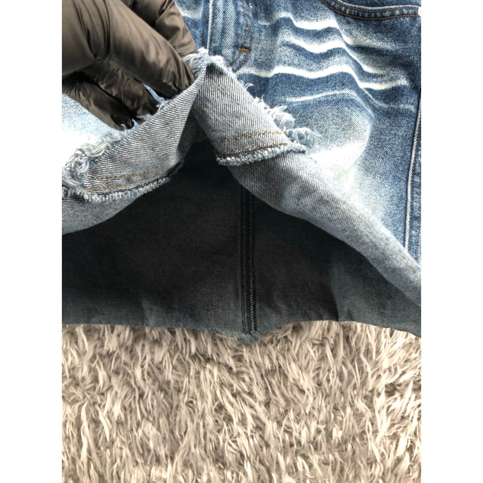Denime Mudd Jeans Skirt Juniors Size 5 Midi Mini 2 Tone Medium Wash Denim Ruff Hewn Blue Size 27" / US 4 / IT 40 - 4 Thumbnail