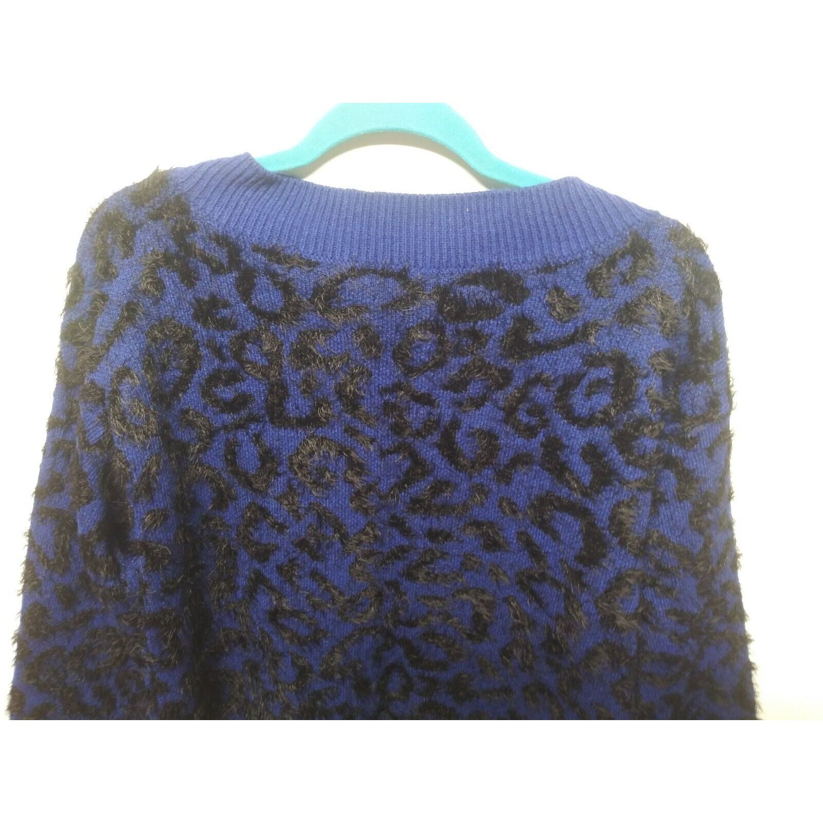 Designer Marc NY sweater pullover blue black eyelash Womens Med Size M / US 6-8 / IT 42-44 - 7 Thumbnail