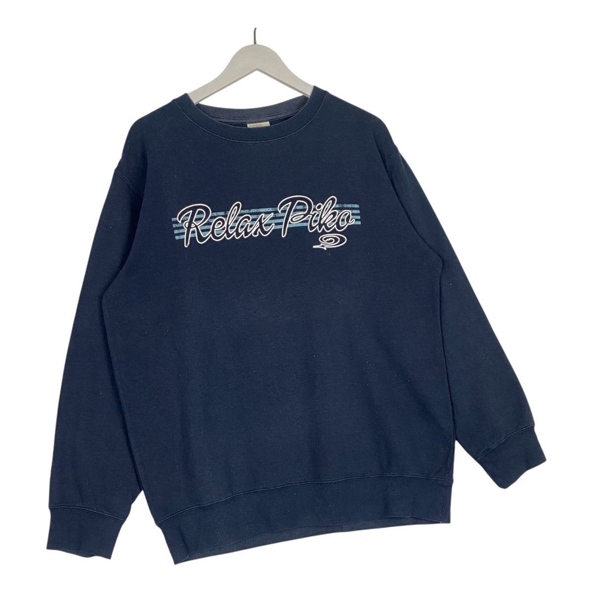 Designer × Vintage Vintage Piko Hawaiian Printed Crewneck Sweatshirt Navy Blue Size US L / EU 52-54 / 3 - 3 Thumbnail