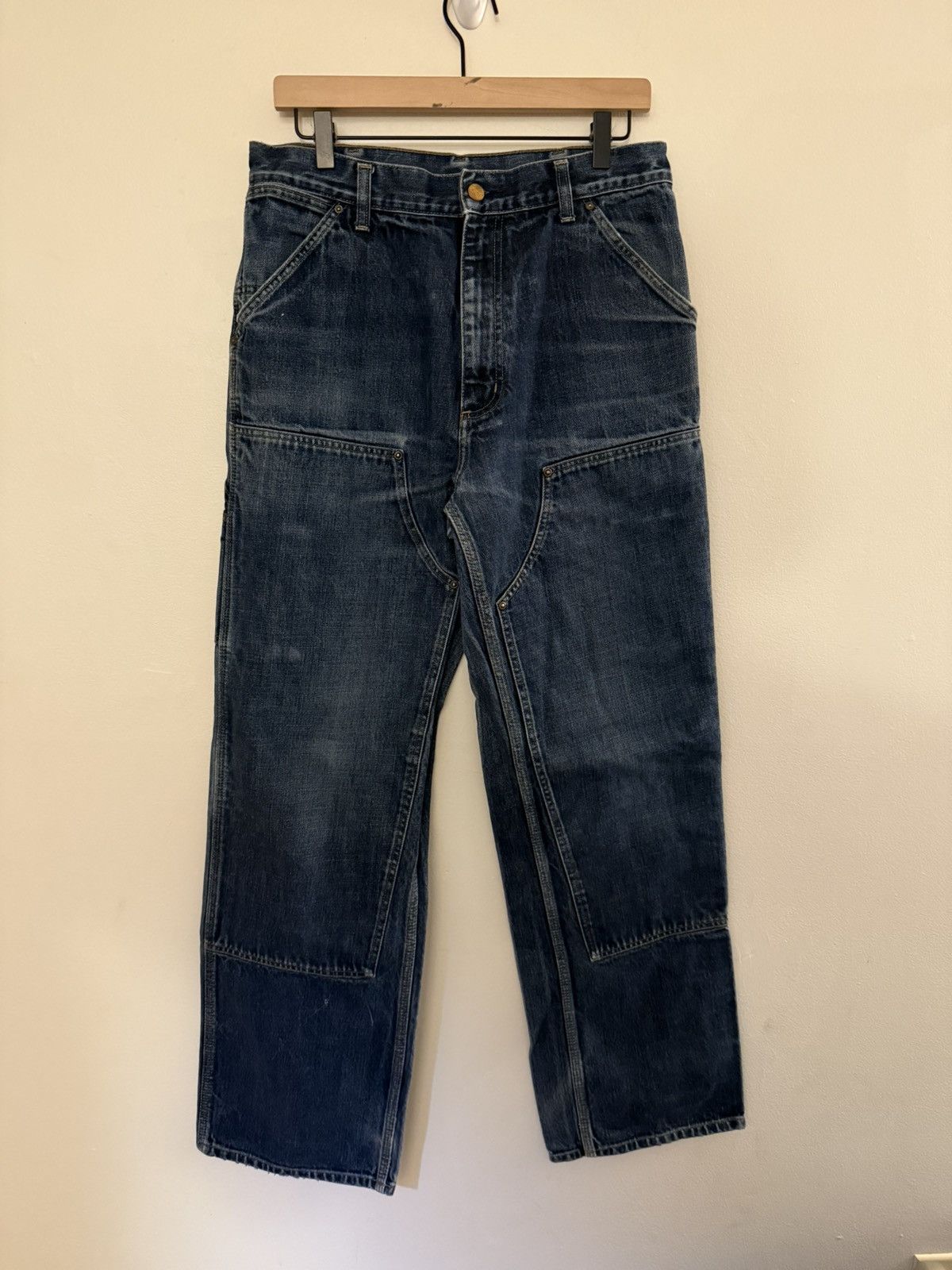 Carhartt Vintage Thrashed Faded Carhartt Double Knee Denim 4gseller Size US 32 / EU 48 - 2 Thumbnail