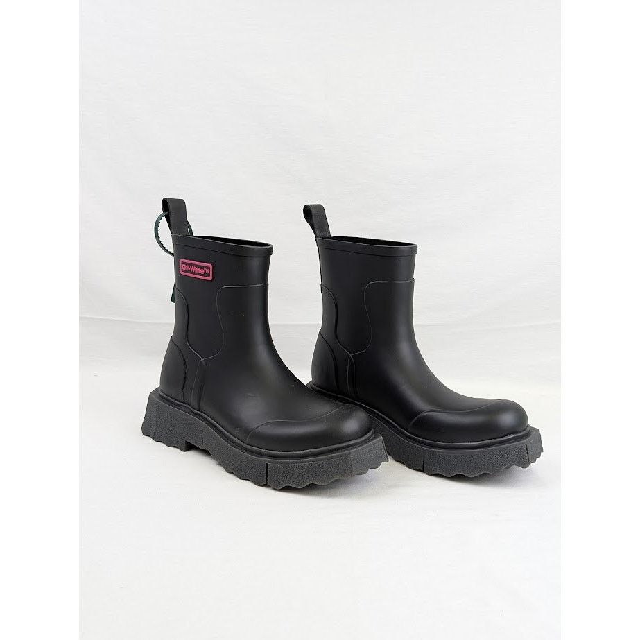 Off-White o1rshd1 Logo Sponge Rubber Boots in Black Violet Size US 8 / EU 41 - 8 Thumbnail