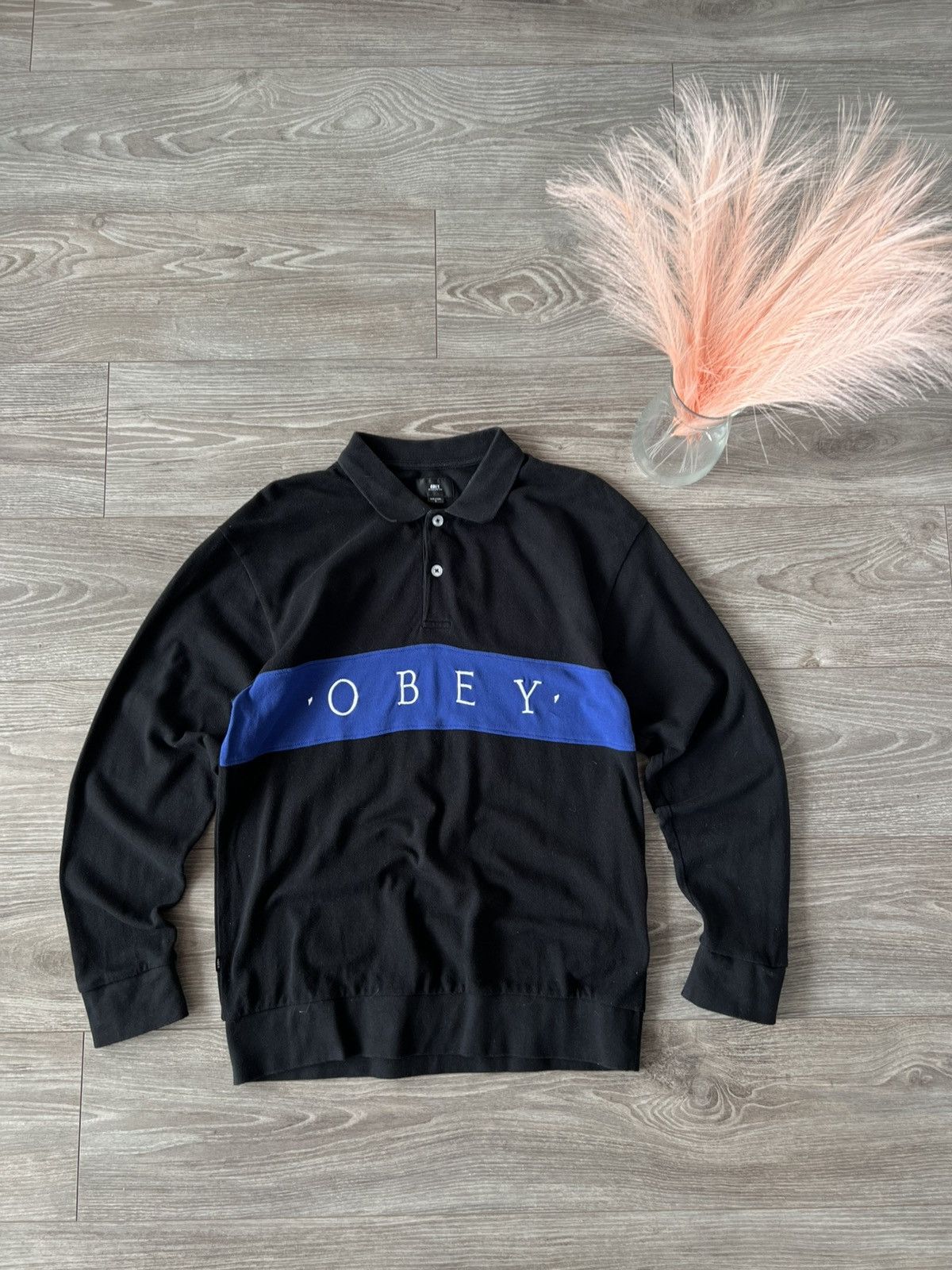 Japanese Brand × Obey ‼️Obey Worldwide Authentic Big Logo Polo Neck Long Sleeve Tee Size US S / EU 44-46 / 1 - 9 Thumbnail
