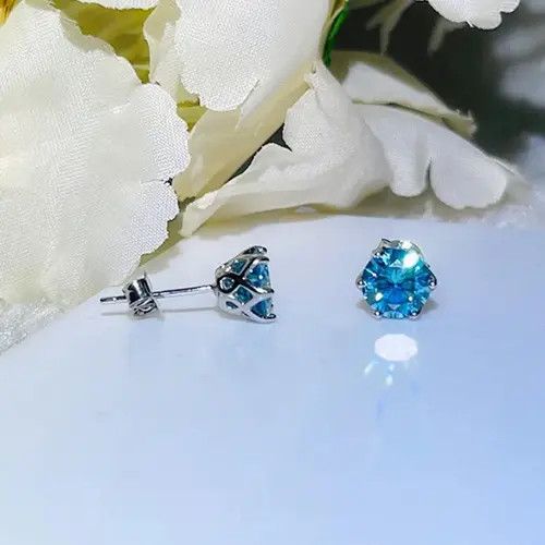 Jewelry Higuchi x Mirei 1CT Blue Color Moissanite Earring Size ONE SIZE - 3 Thumbnail